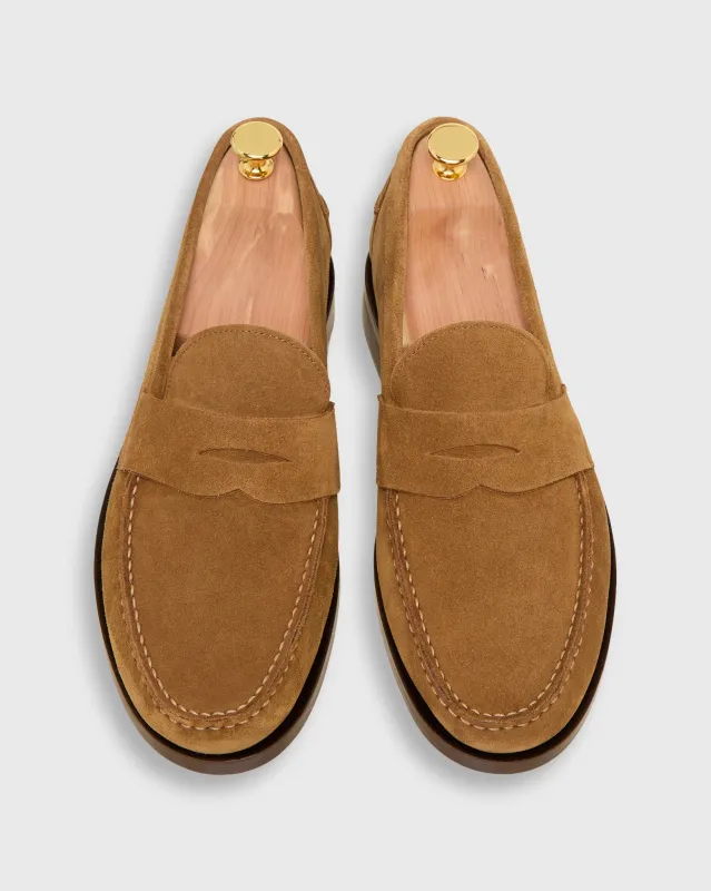 Handsewn Penny Loafer in Tobacco Suede sold by Mashburn