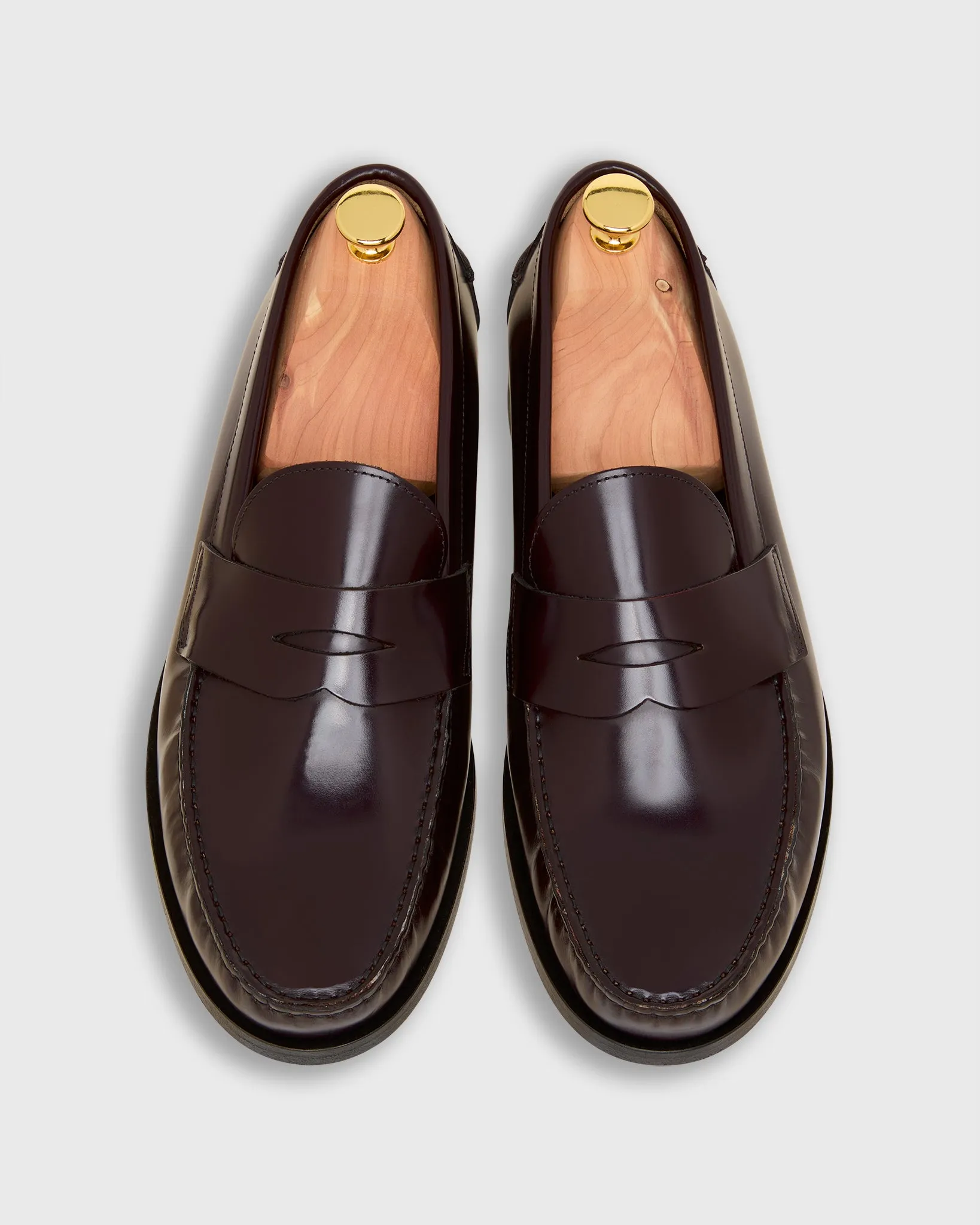Handsewn Penny Loafer in Burgundy Spazzolato Calf sold by Mashburn