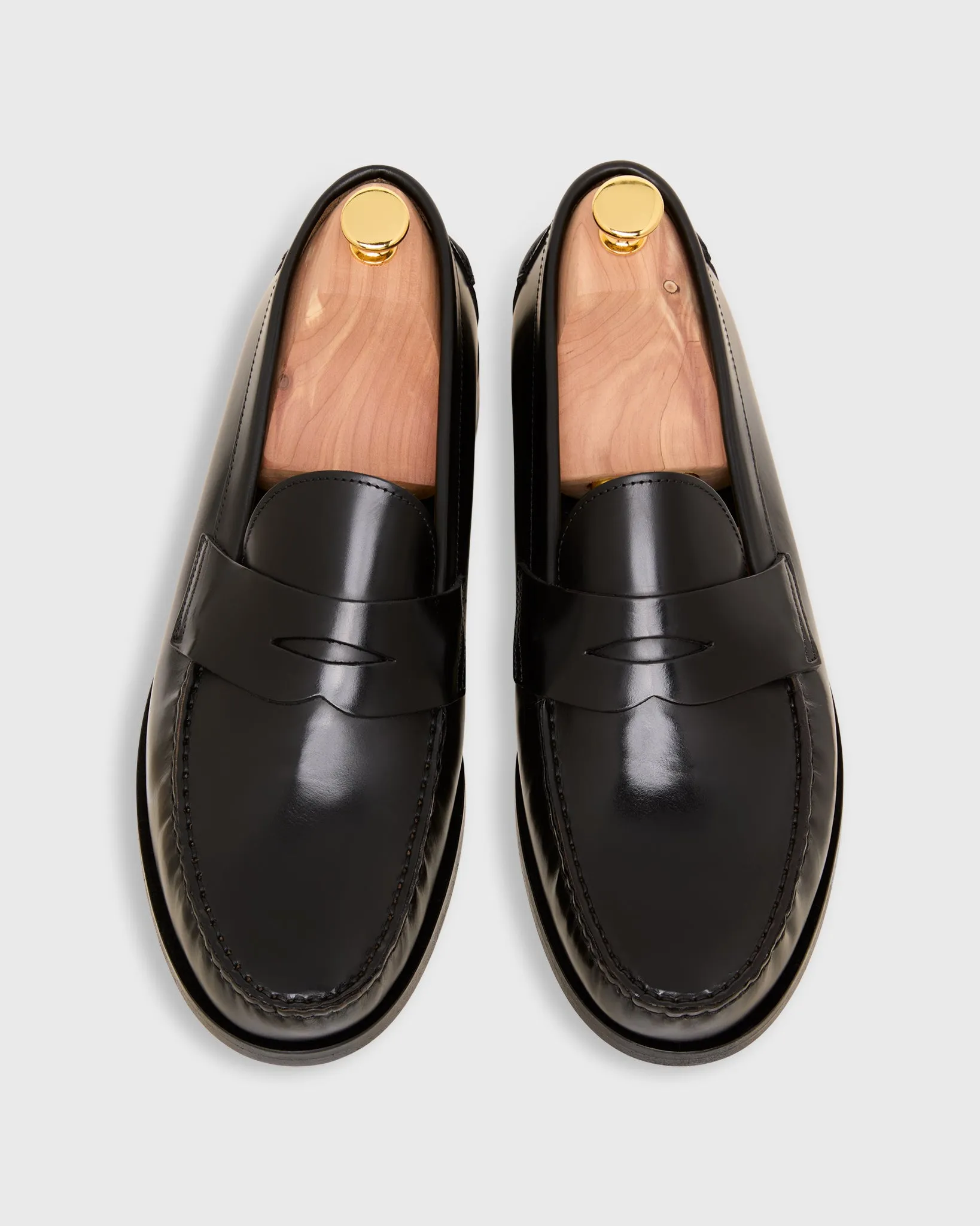 Handsewn Penny Loafer in Black Spazzolato Calf sold by Mashburn