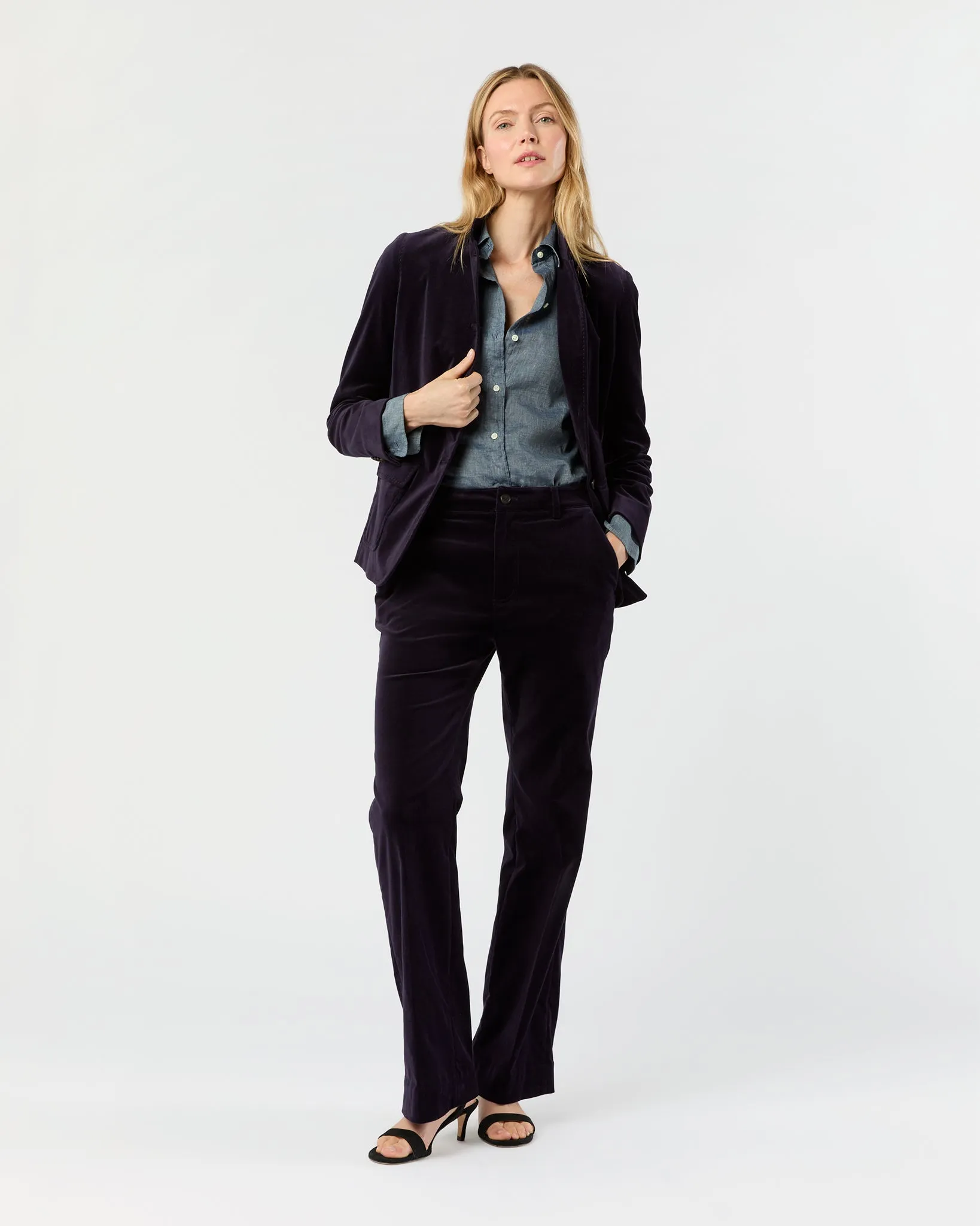 Marguerite Jacket in Eggplant Stretch Velveteen sold by Mashburn product image thumbnail 3