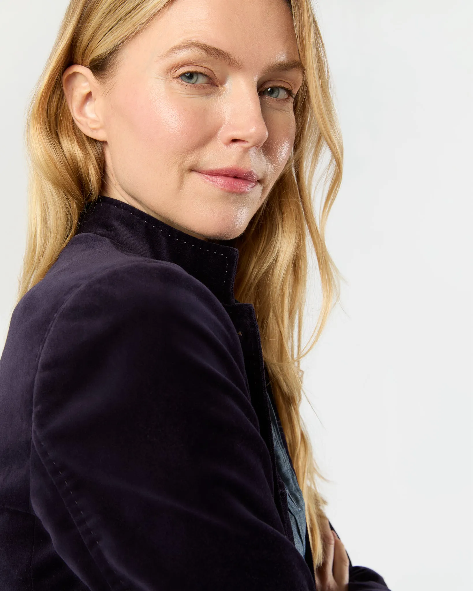 Marguerite Jacket in Eggplant Stretch Velveteen sold by Mashburn product image thumbnail 5