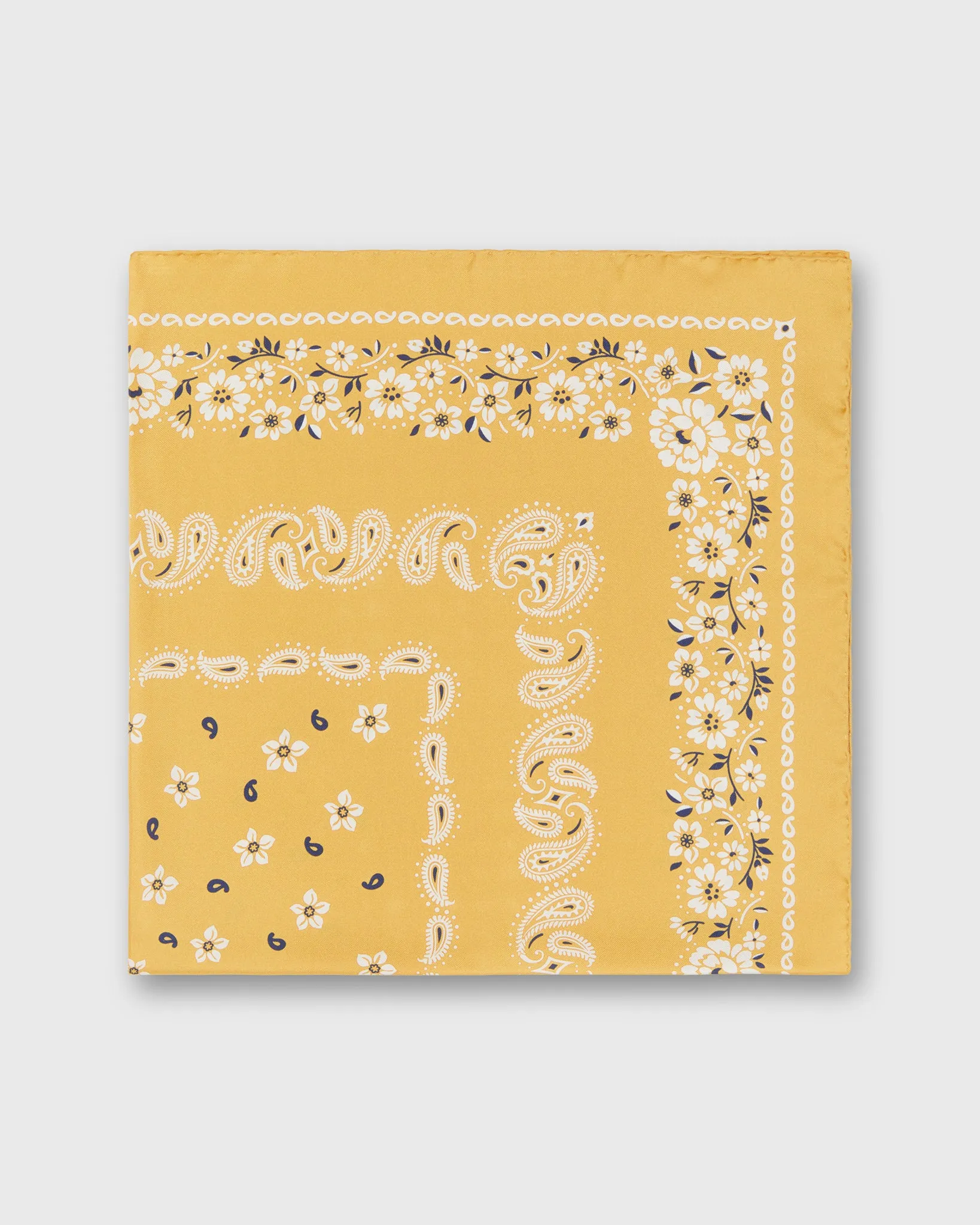 Medium Hand-Rolled Silk Scarf in Marigold Floral Paisley sold by Mashburn product image thumbnail 4