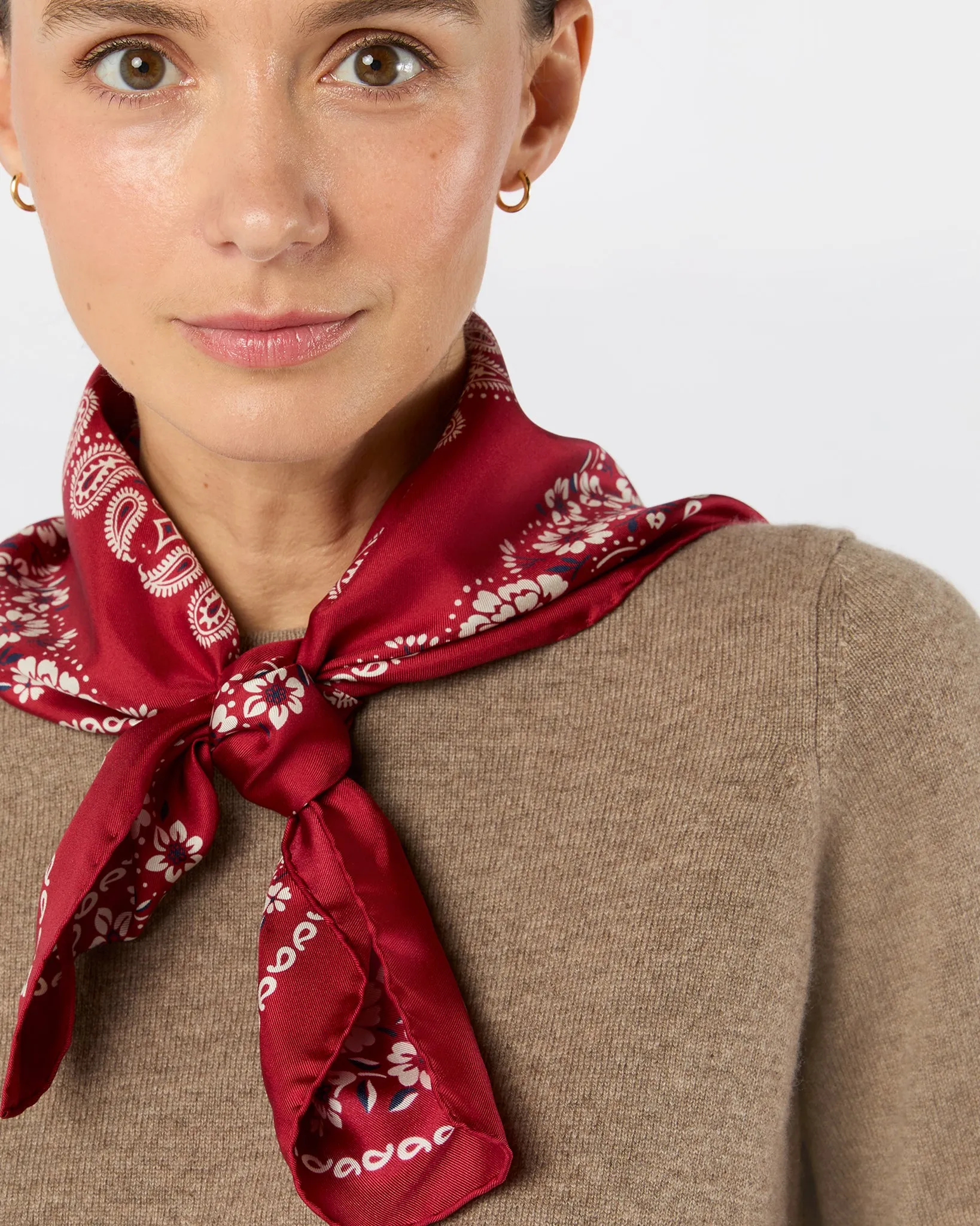Medium Hand-Rolled Silk Scarf in Red Floral Paisley sold by Mashburn product image thumbnail 2