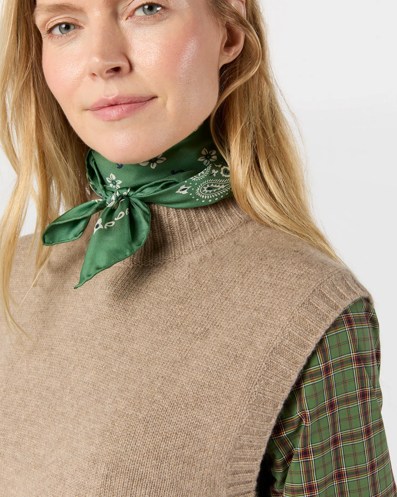 Medium Hand-Rolled Silk Scarf in Leaf Floral Paisley sold by Mashburn product image thumbnail 2