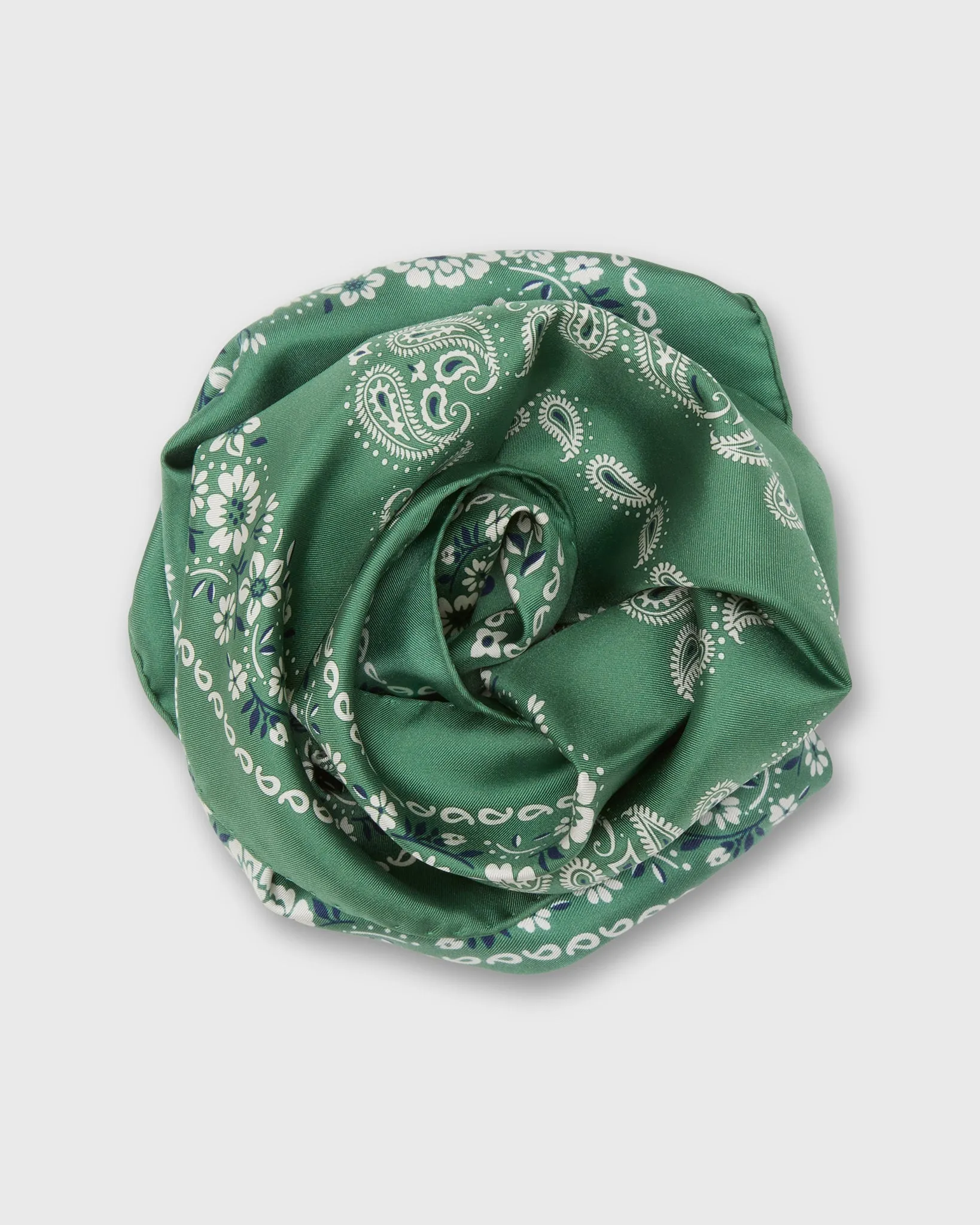 Medium Hand-Rolled Silk Scarf in Leaf Floral Paisley sold by Mashburn