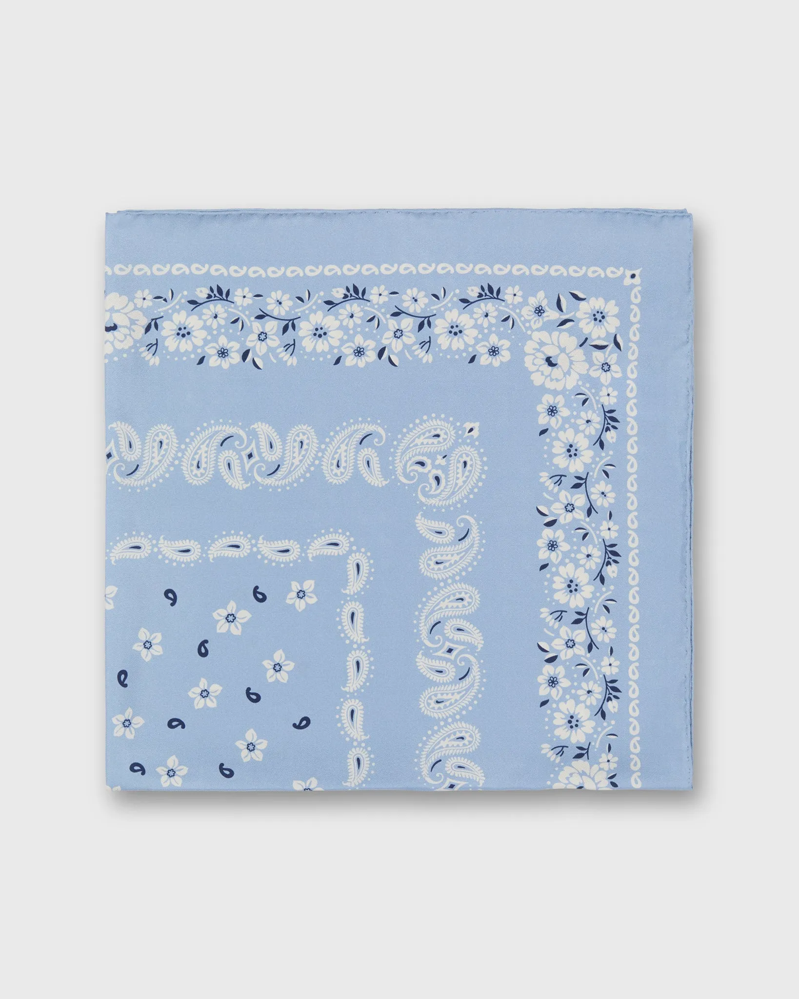 Medium Hand-Rolled Silk Scarf in Light Blue Floral Paisley sold by Mashburn product image thumbnail 4