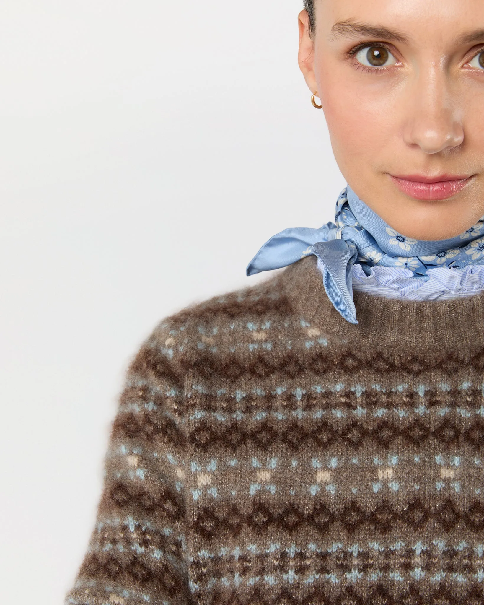 Medium Hand-Rolled Silk Scarf in Light Blue Floral Paisley sold by Mashburn product image thumbnail 3