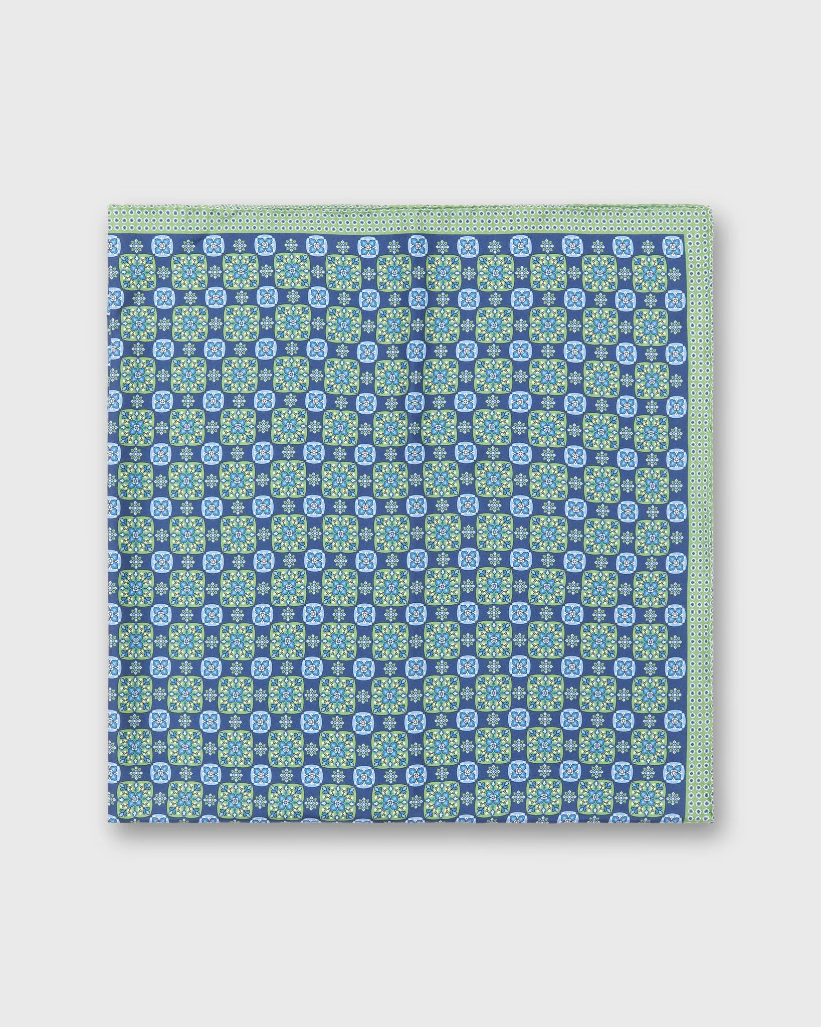 Large Hand-Rolled Scarf in Blue/Green Flower Tile sold by Mashburn product image thumbnail 3