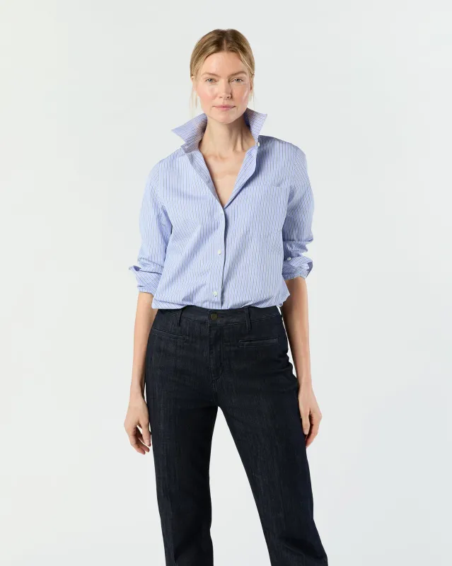 Sidney Shirt in Blue/Hunter Stripe End-On-End sold by Mashburn
