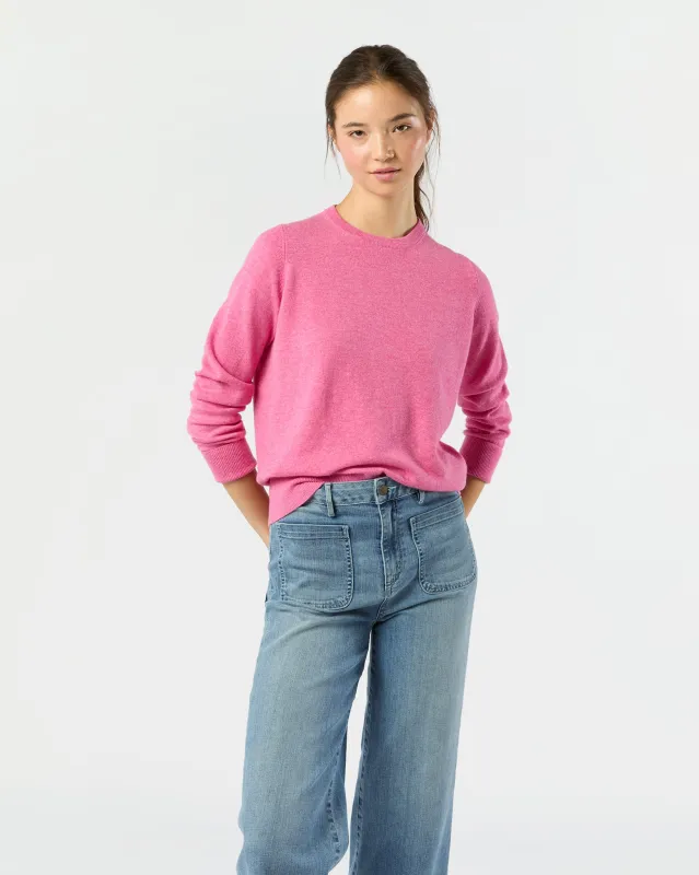 Kit Crewneck Sweater in Heather Raspberry Cashmere sold by Mashburn