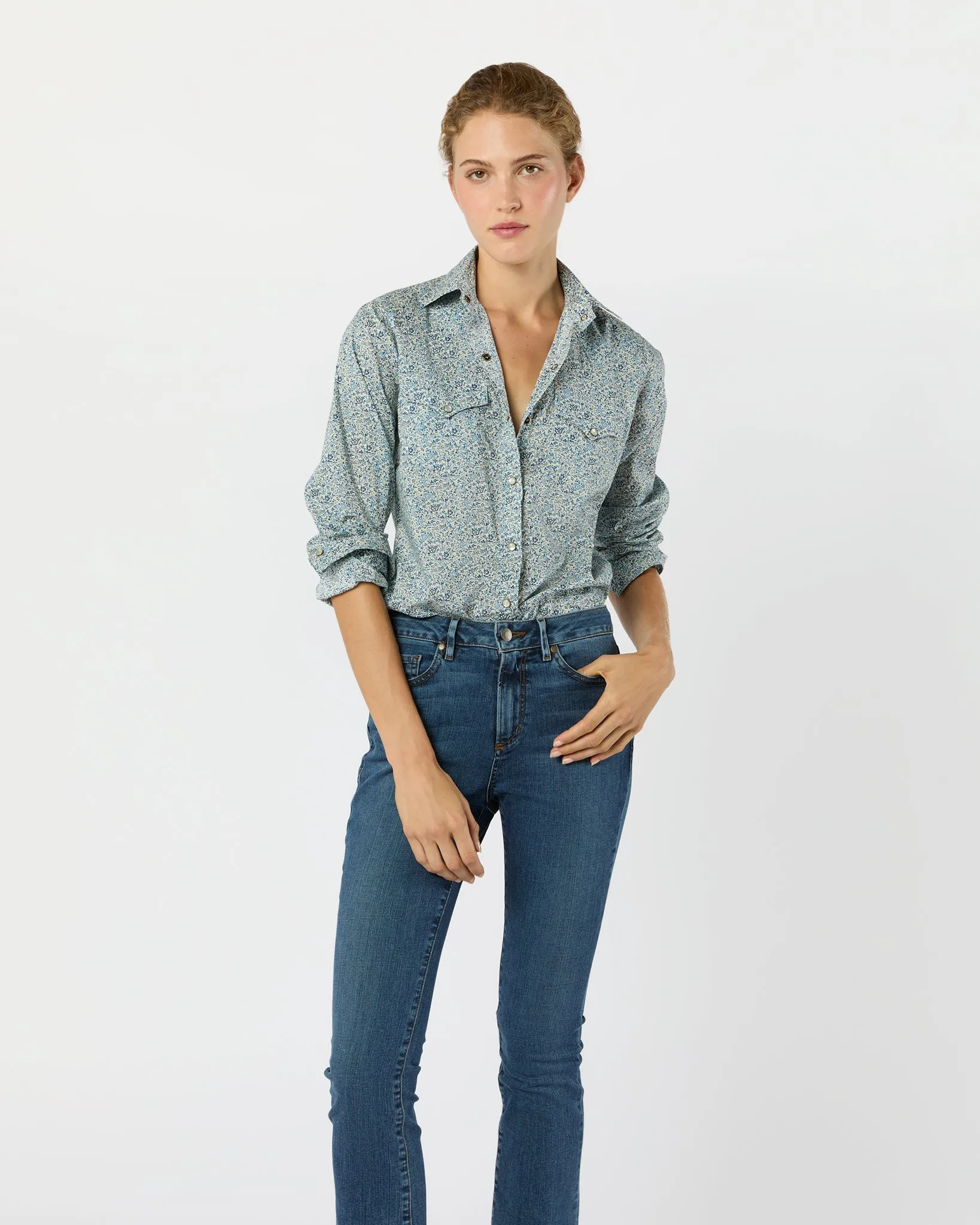 Western Shirt in Blue Katie & Millie Liberty Fabric sold by Mashburn product image thumbnail 3