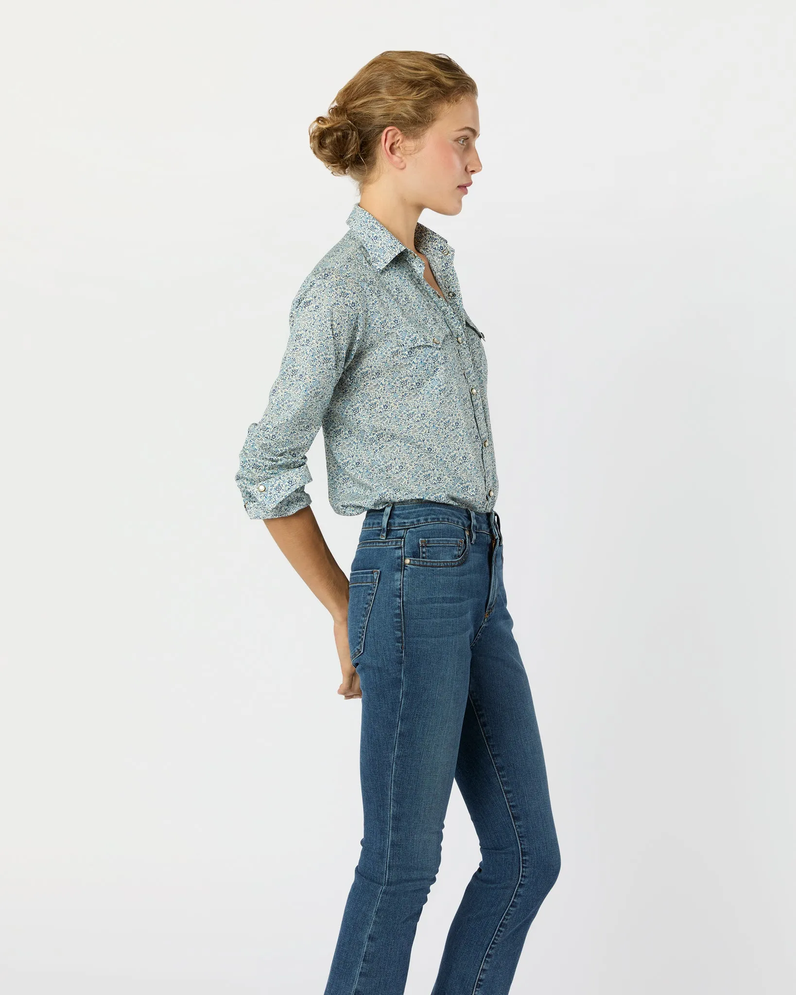 Western Shirt in Blue Katie & Millie Liberty Fabric sold by Mashburn product image thumbnail 5