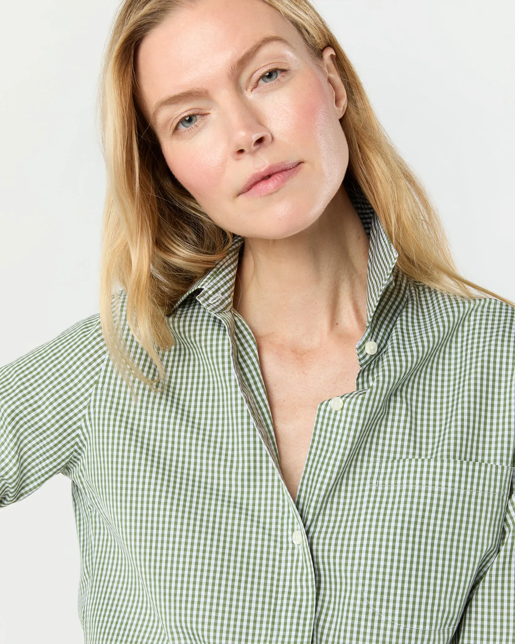 Sidney Shirt in Leaf Gingham Poplin sold by Mashburn product image thumbnail 2