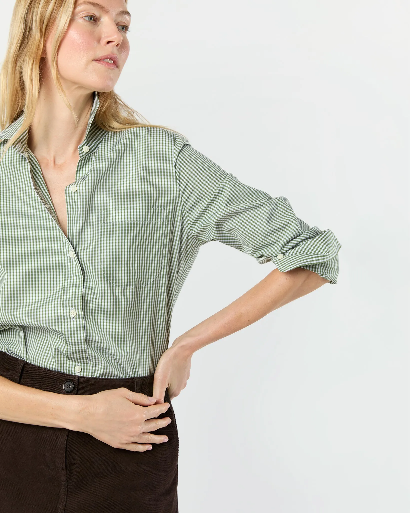 Sidney Shirt in Leaf Gingham Poplin sold by Mashburn product image thumbnail 4