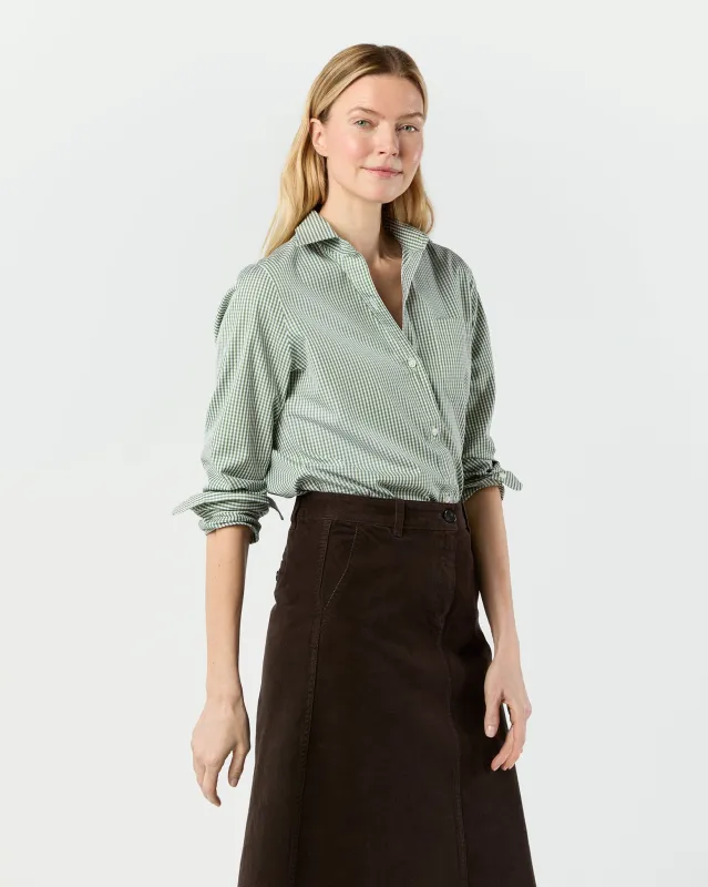 Sidney Shirt in Leaf Gingham Poplin sold by Mashburn