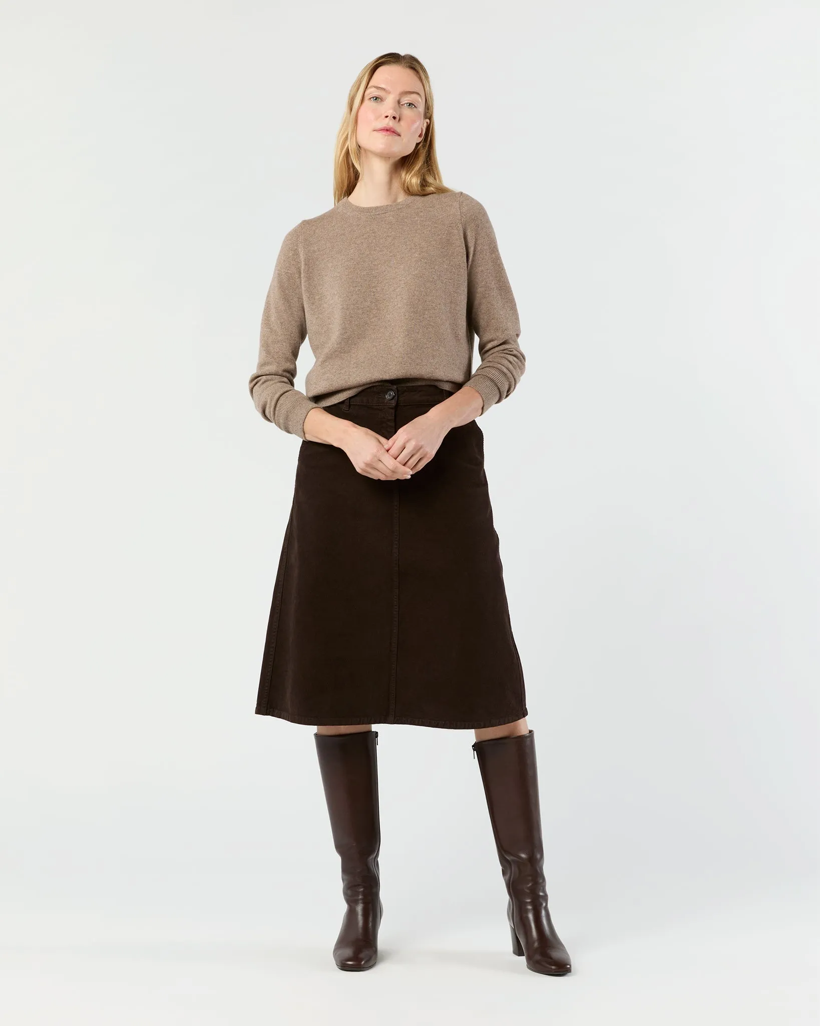 Kit Crewneck Sweater in Heather Mocha Cashmere sold by Mashburn product image thumbnail 3