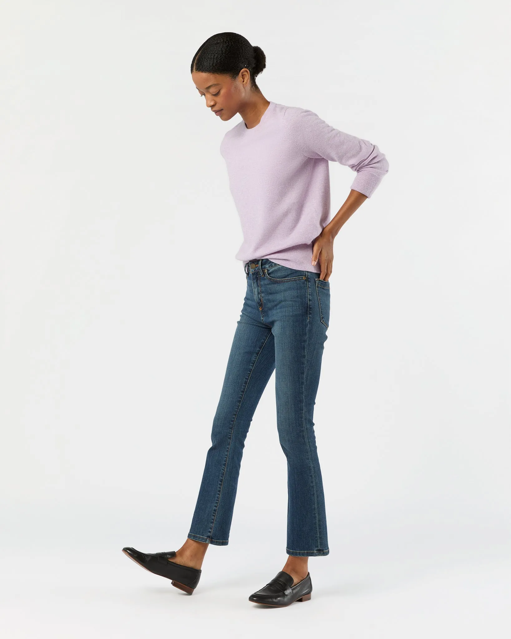 Kit Crewneck Sweater in Heather Lavender Cashmere sold by Mashburn product image thumbnail 3