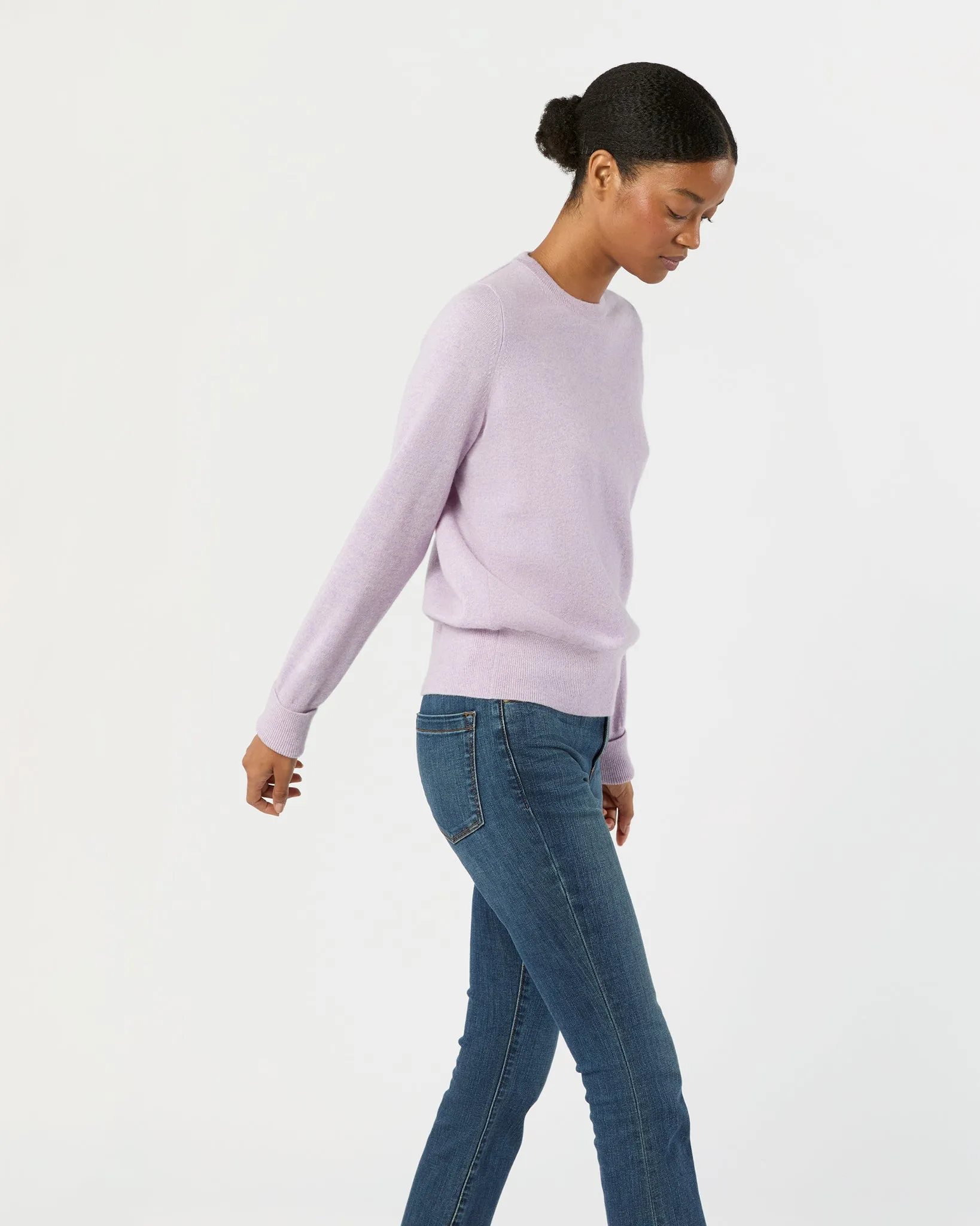 Kit Crewneck Sweater in Heather Lavender Cashmere sold by Mashburn product image thumbnail 5