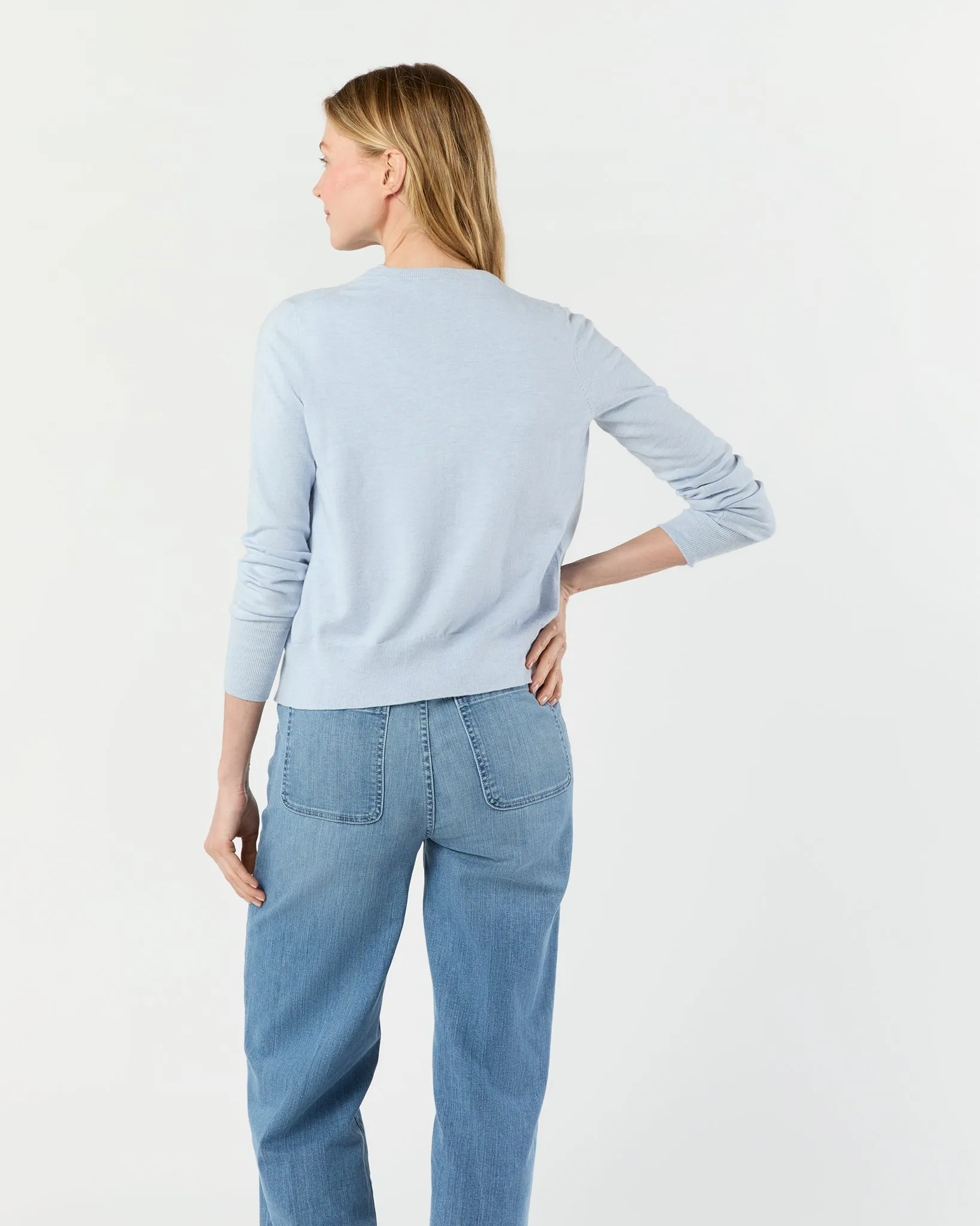 Rosie Cardigan in Heather Sky Cotton/Silk Yarn sold by Mashburn product image thumbnail 5