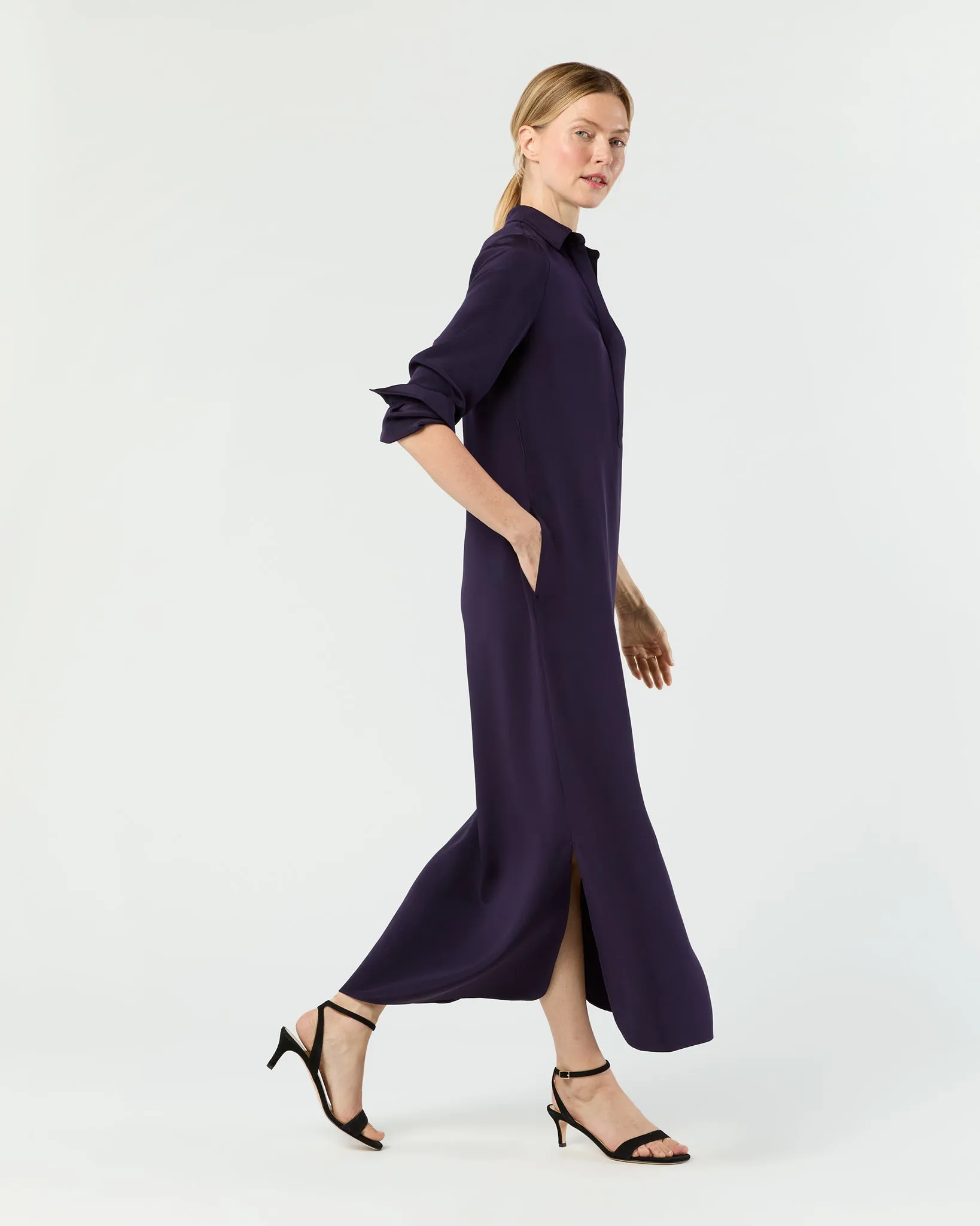 Piper Maxi Dress in Eggplant Silk Crepe de Chine sold by Mashburn product image thumbnail 4