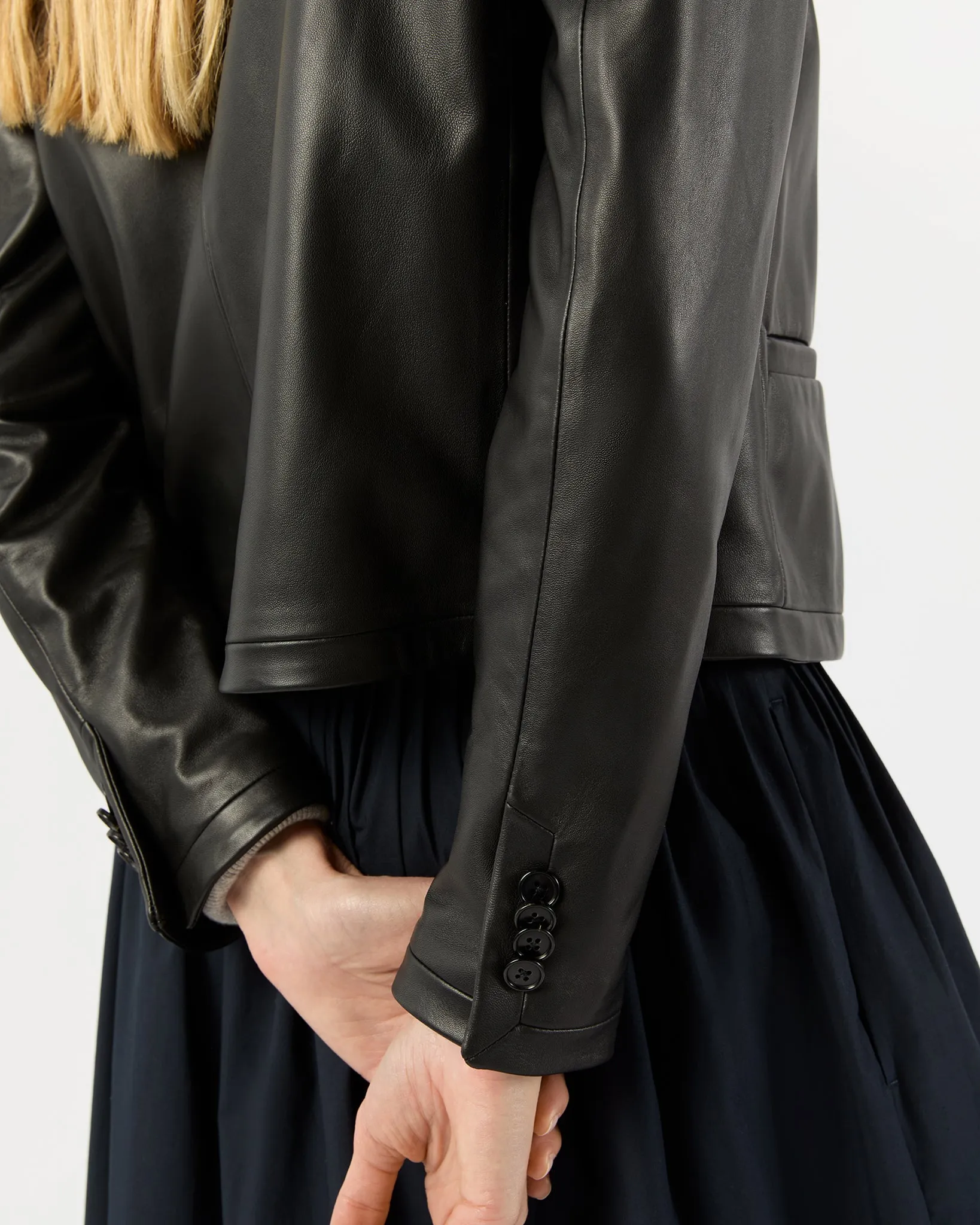 Megan Cardigan Jacket in Black Leather sold by Mashburn product image thumbnail 5