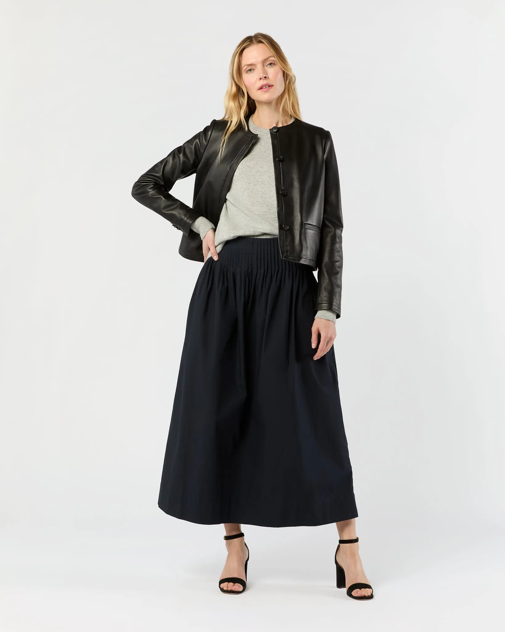 Megan Cardigan Jacket in Black Leather sold by Mashburn product image thumbnail 2
