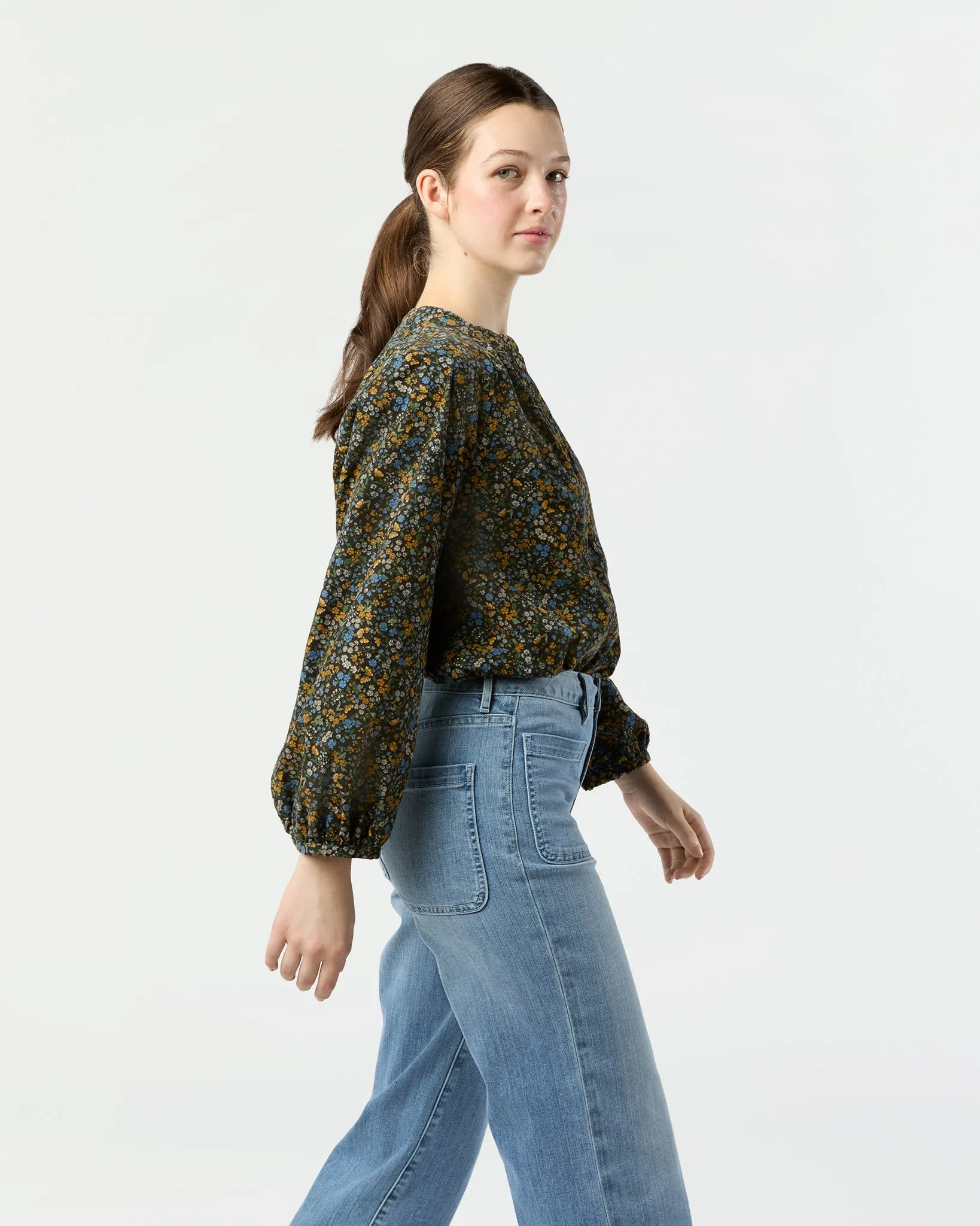 Sienna Top in Navy/Multi Flower Printed Cord sold by Mashburn product image thumbnail 4