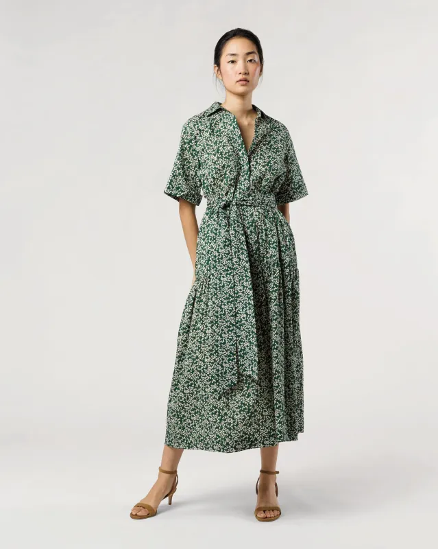 Nathalie Dress in Green/Yellow Floral Crinkle Cotton made by Mashburn