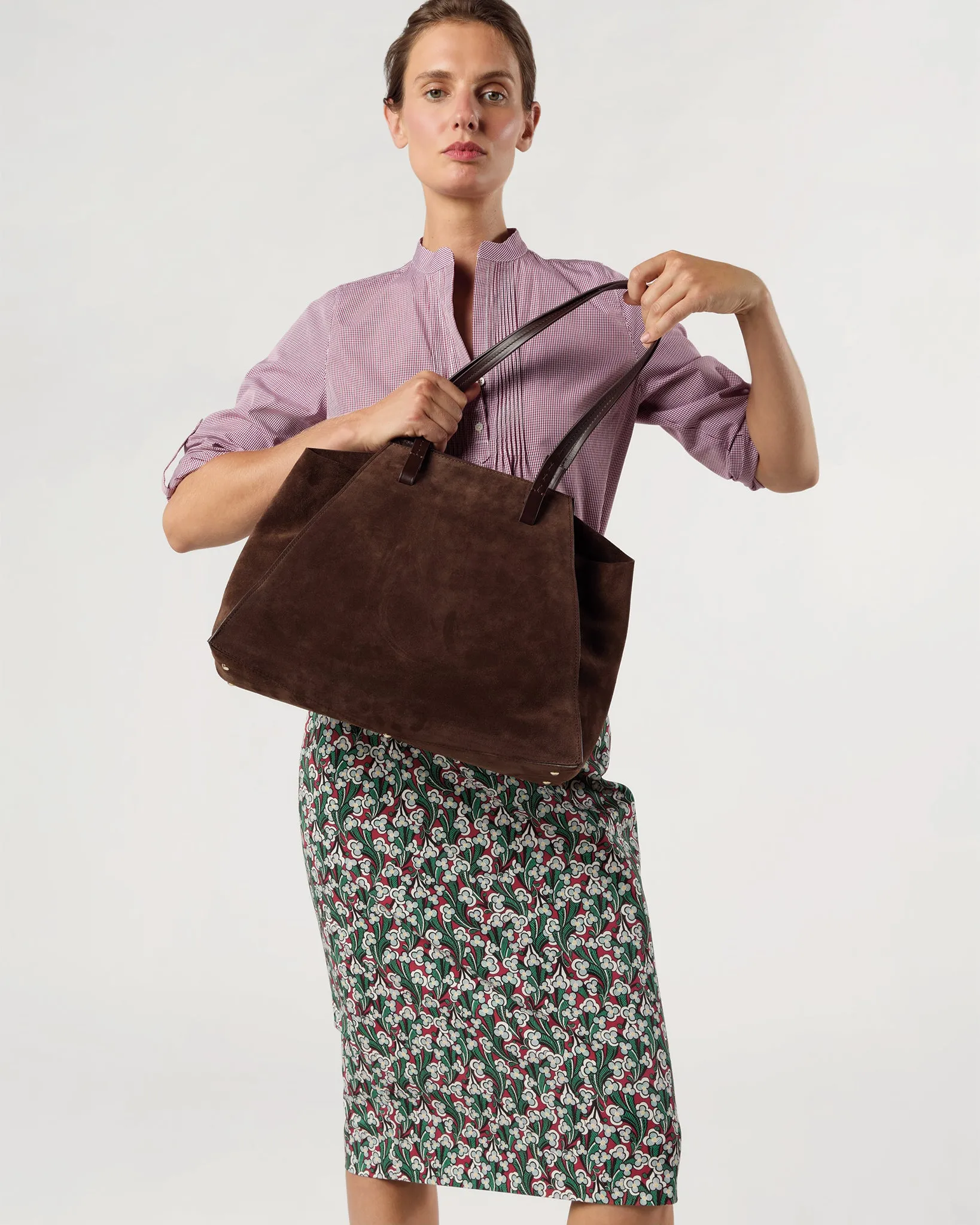 Evie Tote in Dark Brown Suede/Leather sold by Mashburn product image thumbnail 2