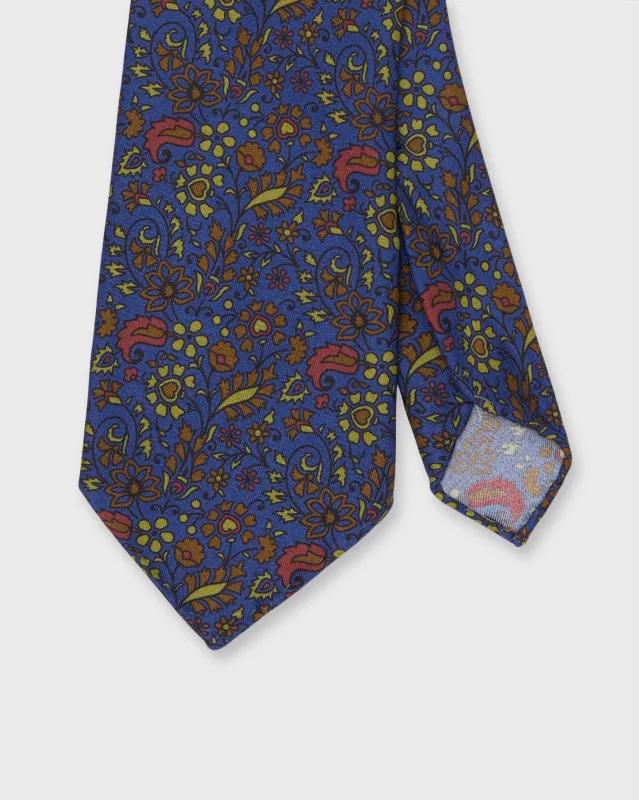Silk Print Tie in Mid-Blue/Brown Floral sold by Mashburn