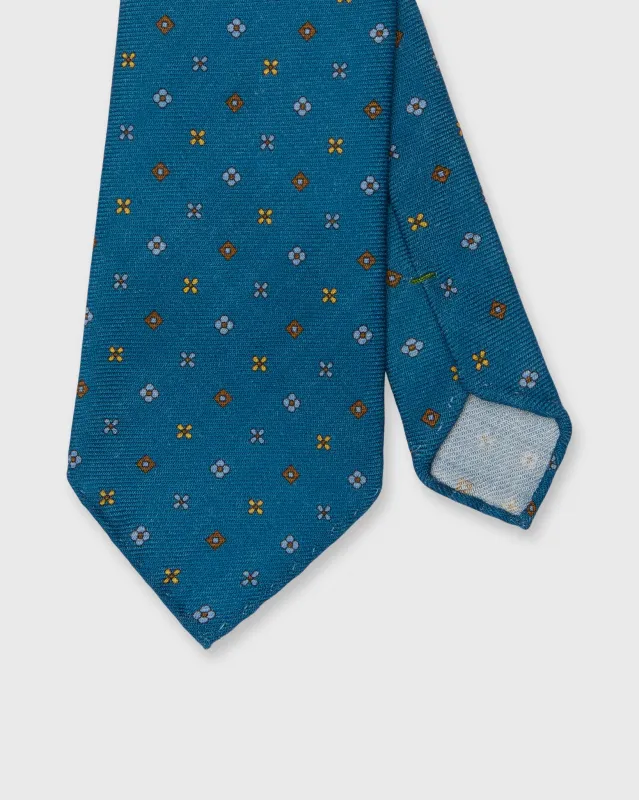 Wool Print Tie in Blue/Sky/Yellow Foulard sold by Mashburn