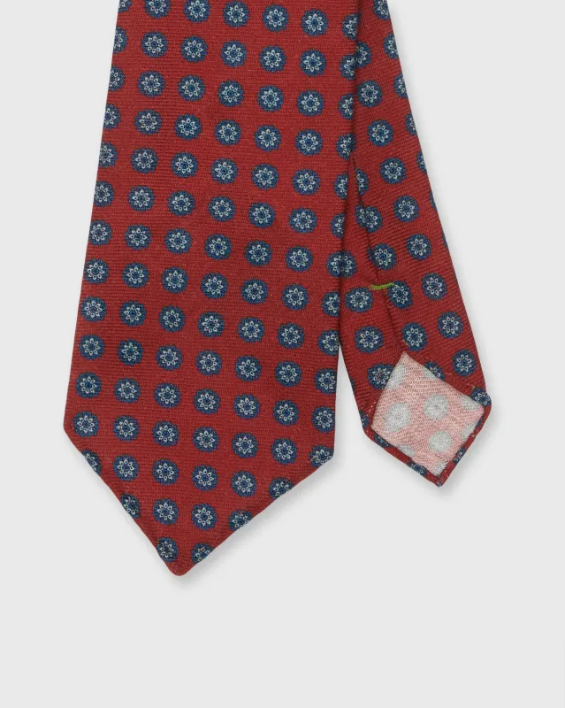 Wool Print Tie in Brick/Blue/Sky Flower sold by Mashburn