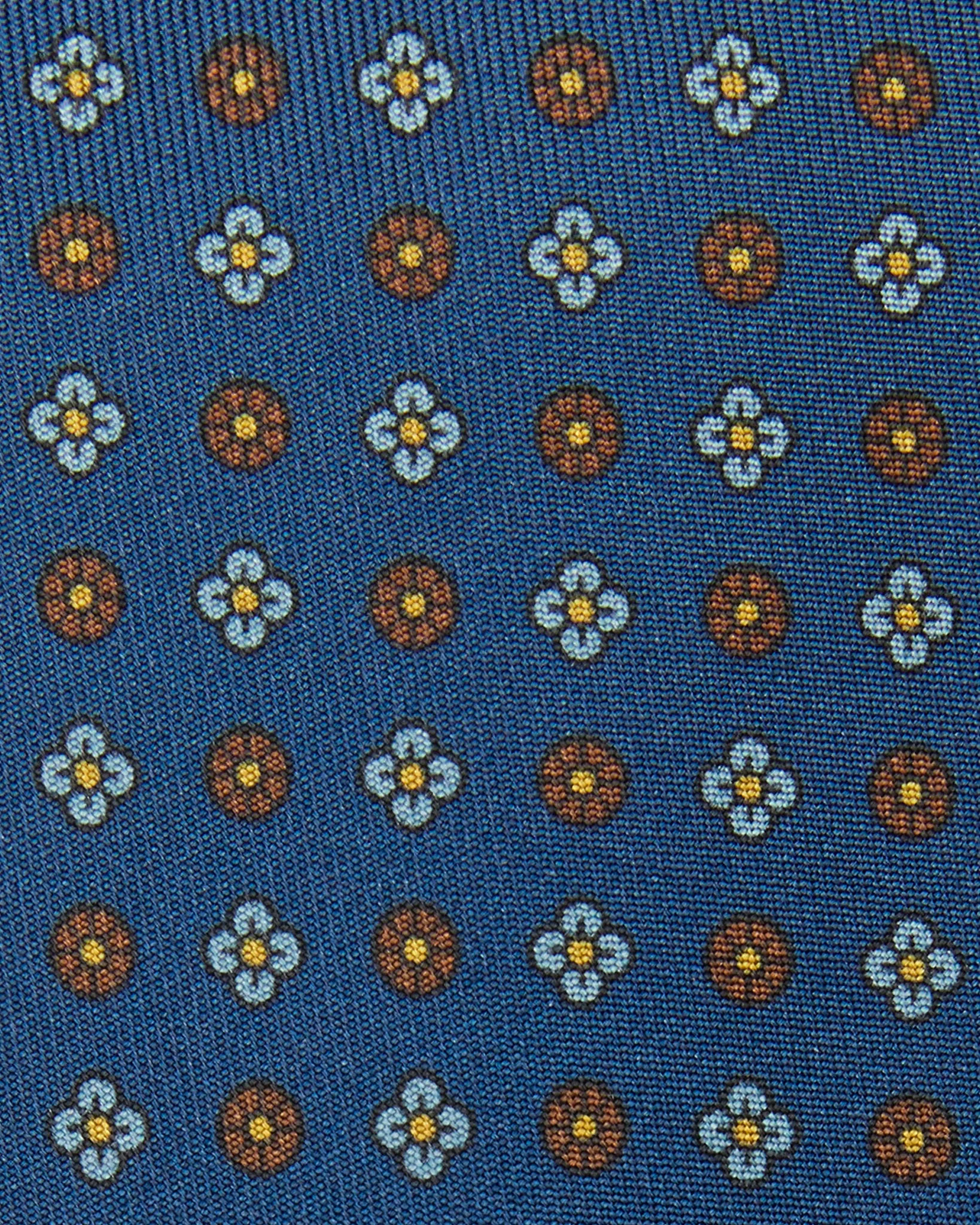 Silk Print Tie in Navy/Brown/Sky Flower sold by Mashburn product image thumbnail 2