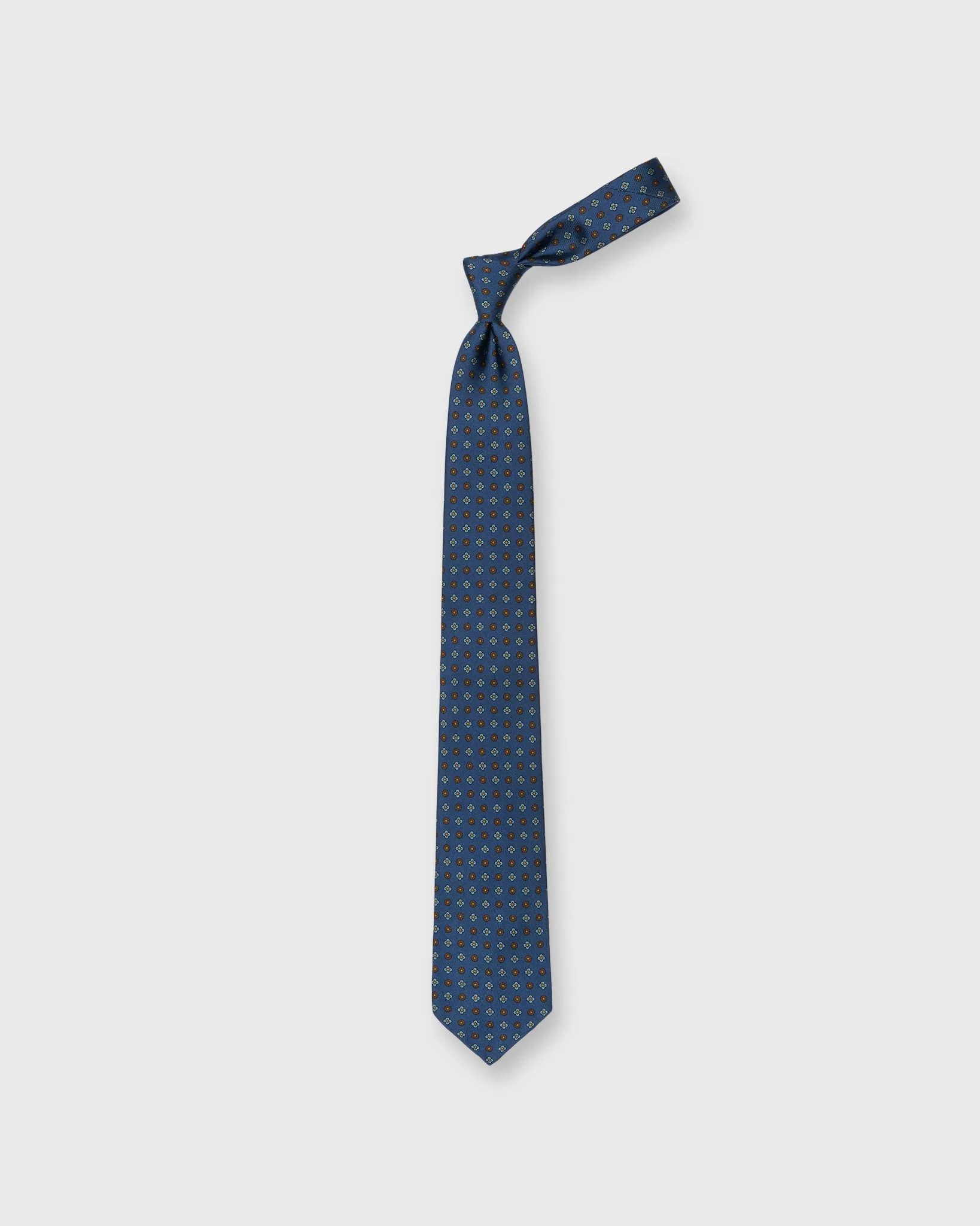 Silk Print Tie in Navy/Brown/Sky Flower sold by Mashburn product image thumbnail 3