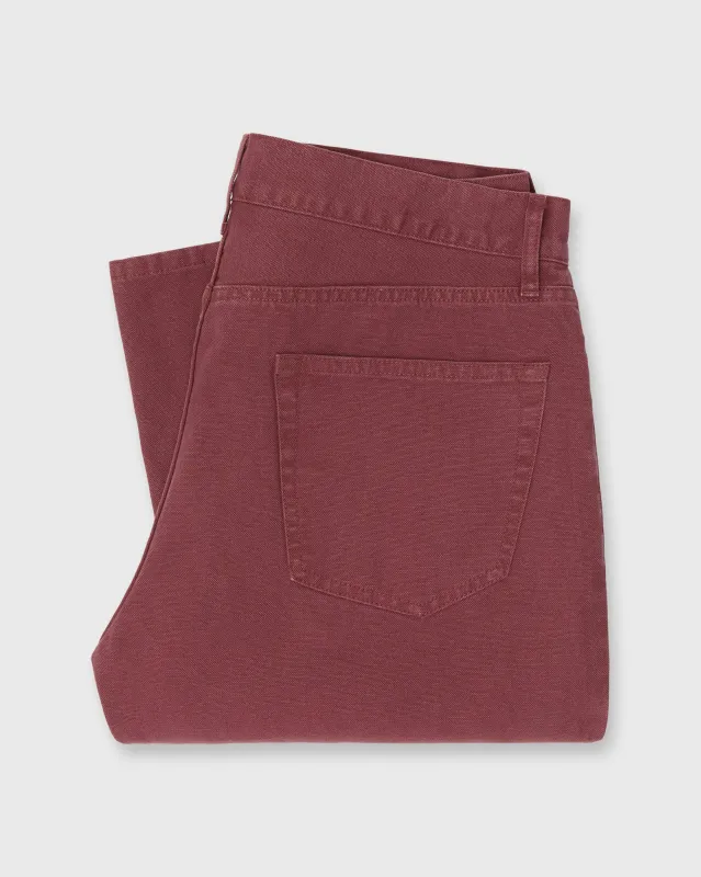 Slim Straight 5-Pocket Pant in Beet Canvas sold by Mashburn
