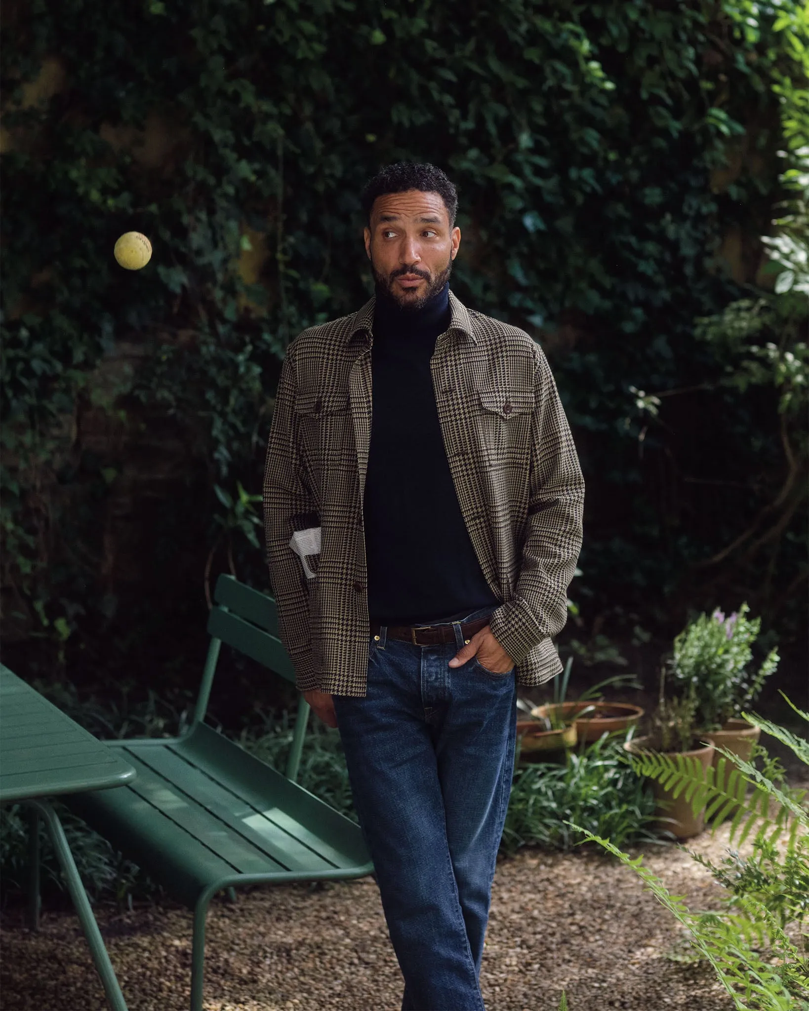 Military Jacket in Oat/Olive/Navy Plaid Hopsack sold by Mashburn product image thumbnail 5