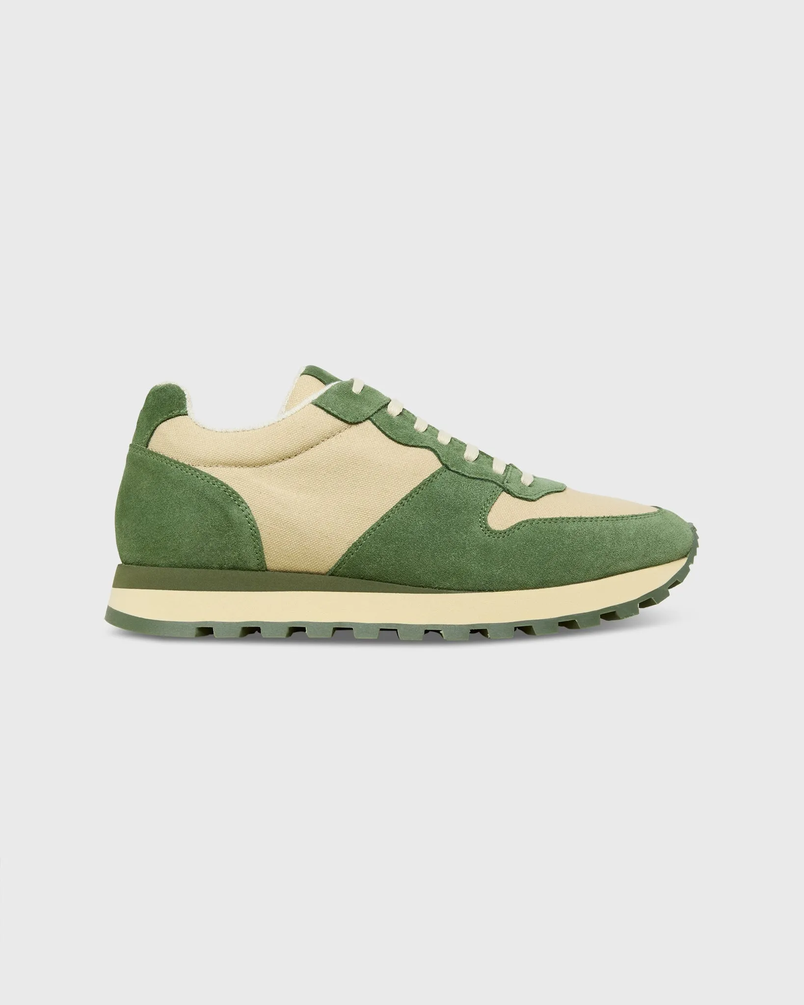 Trainer in Cactus Suede/Khaki Canvas sold by Mashburn