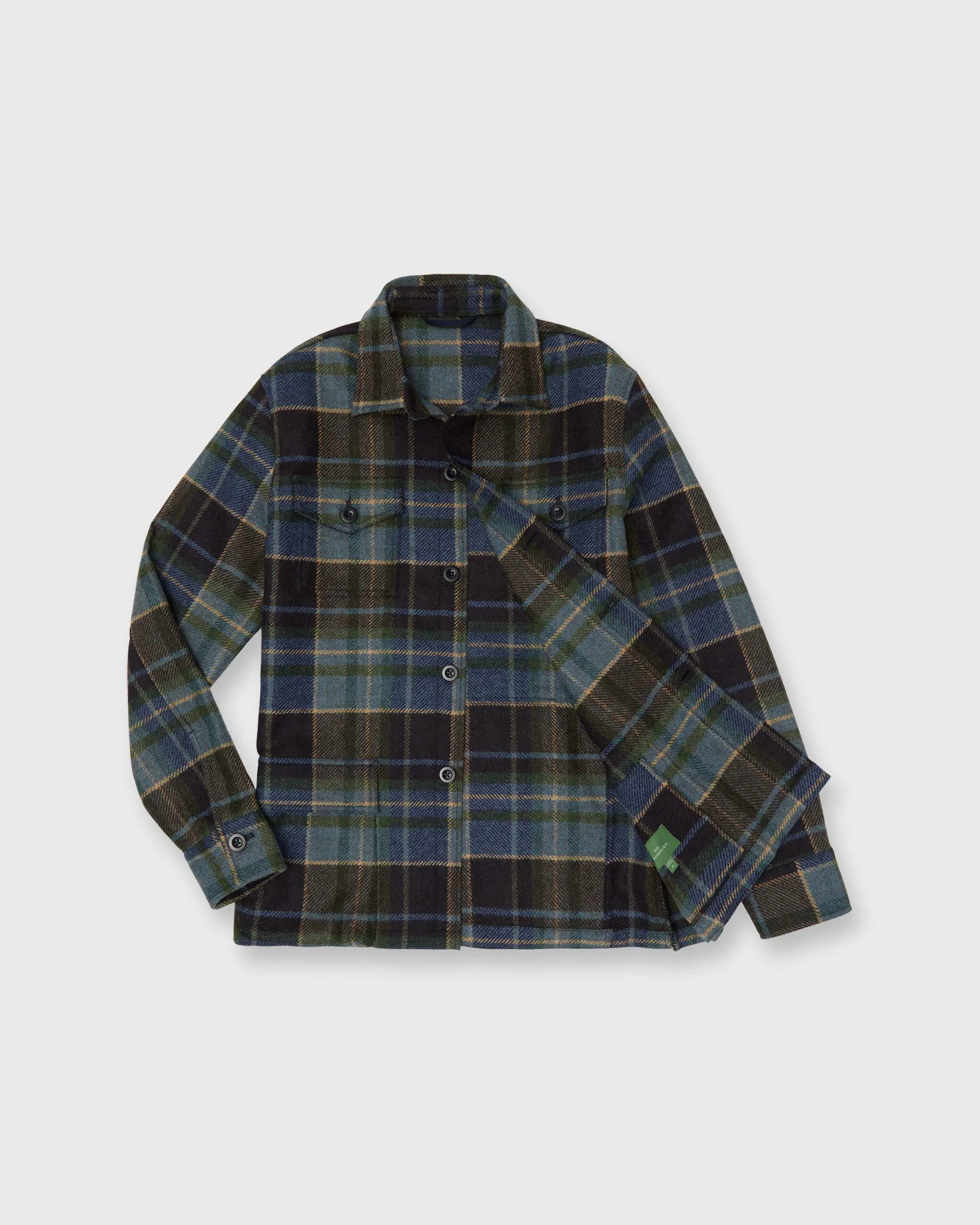 Military Jacket in Blue/Green/Brown Plaid Tweed sold by Mashburn product image thumbnail 2