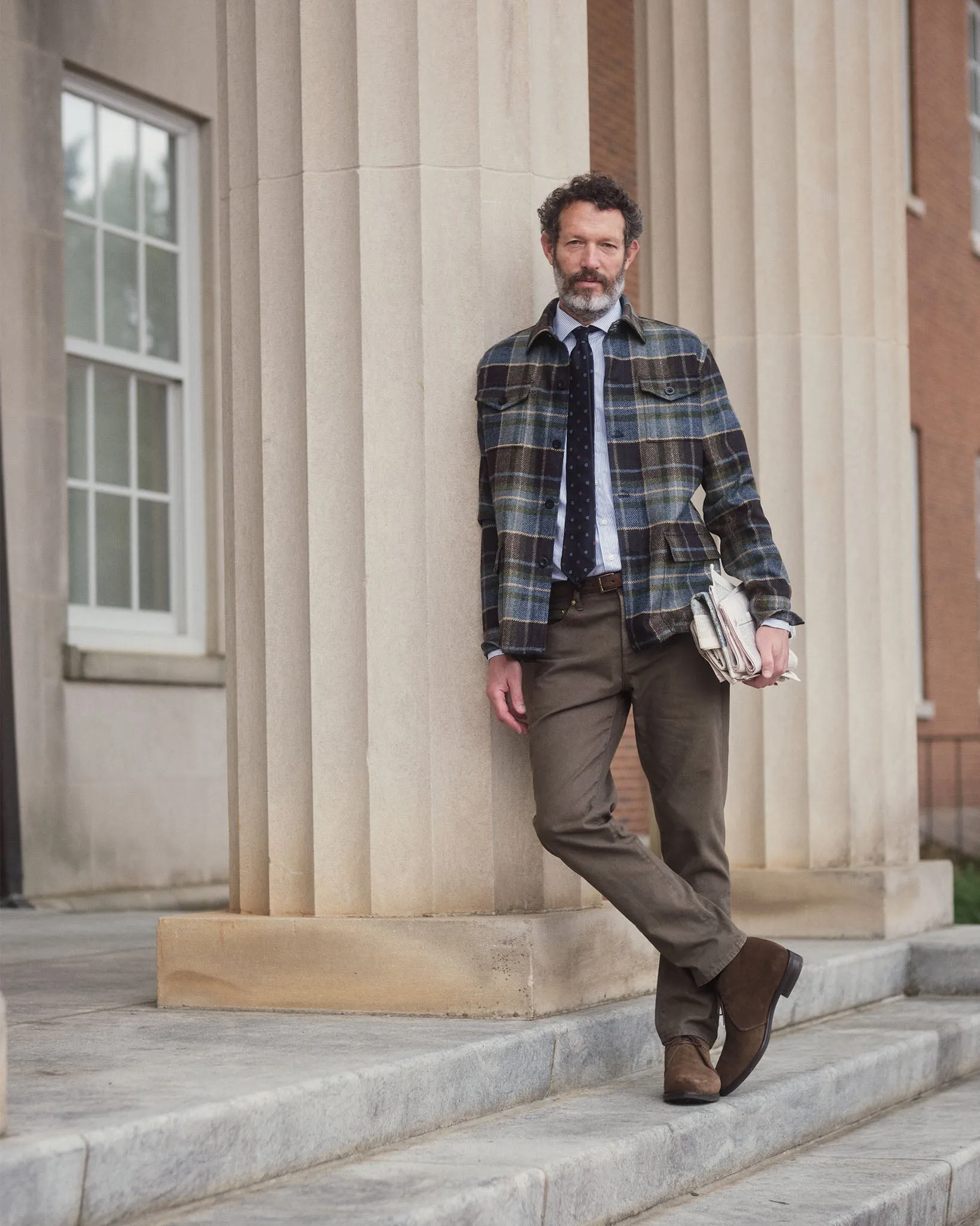 Military Jacket in Blue/Green/Brown Plaid Tweed sold by Mashburn product image thumbnail 5