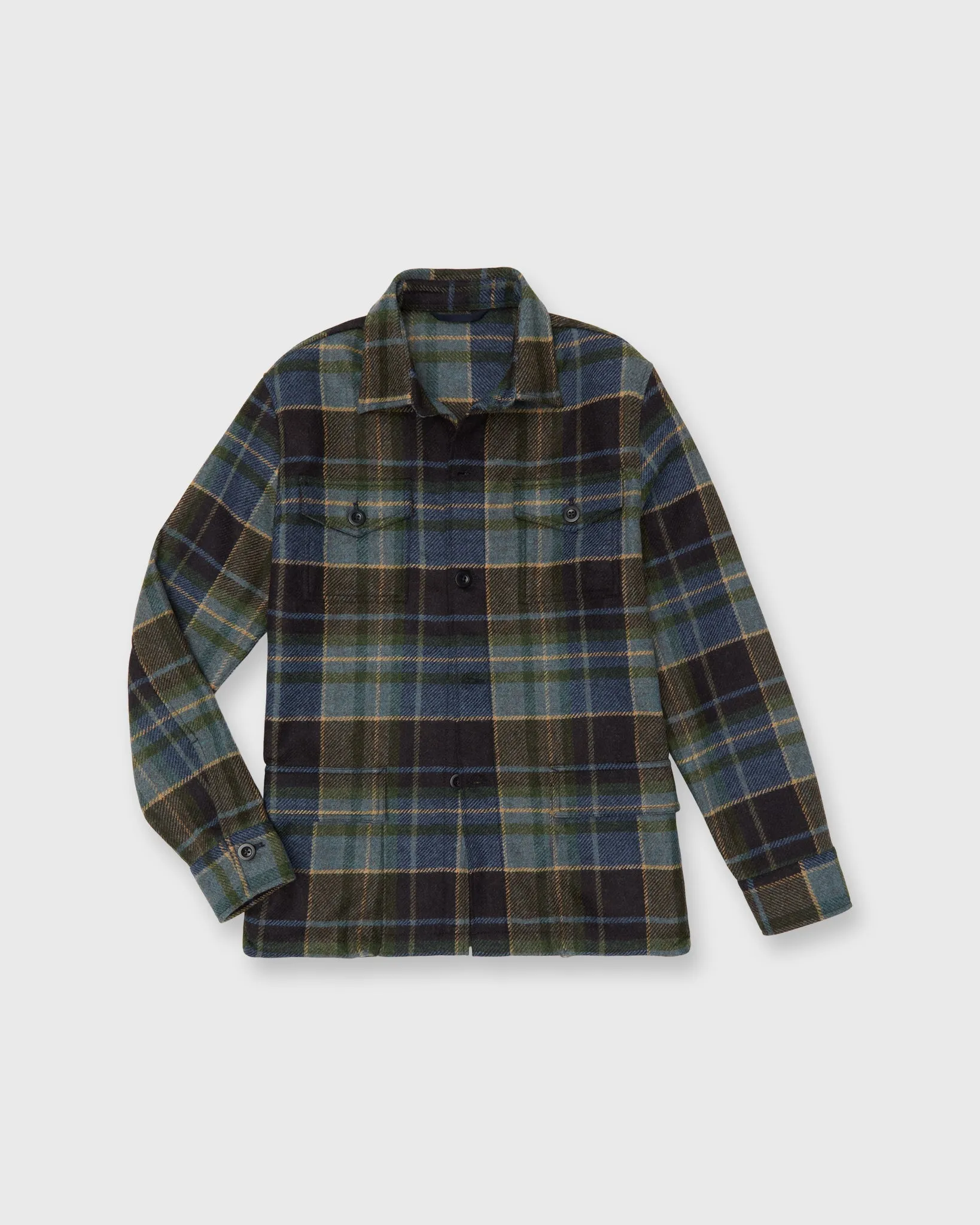 Military Jacket in Blue/Green/Brown Plaid Tweed sold by Mashburn