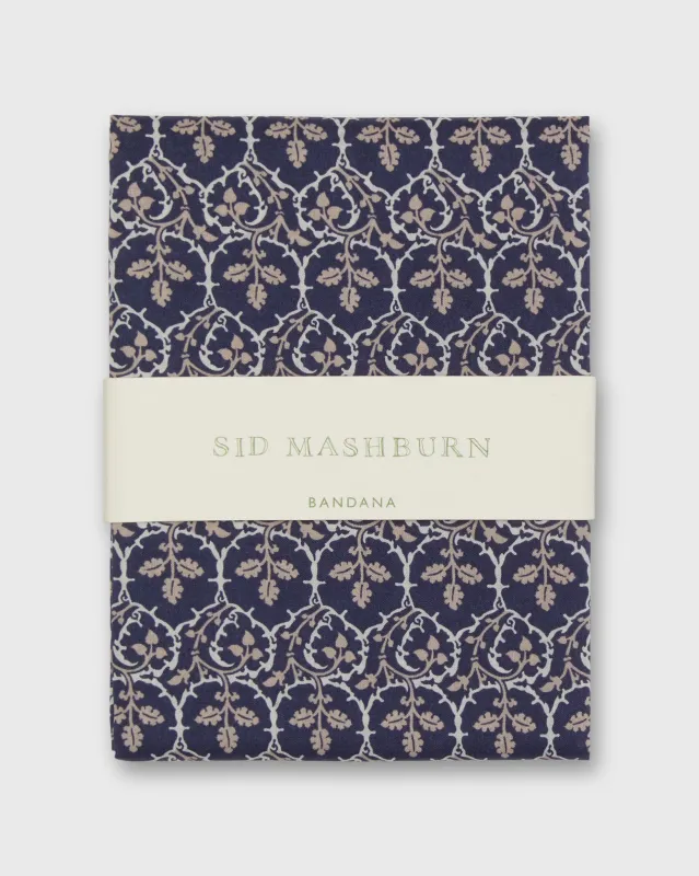 Bandana in Navy/Tan Trellis Liberty Fabric sold by Mashburn