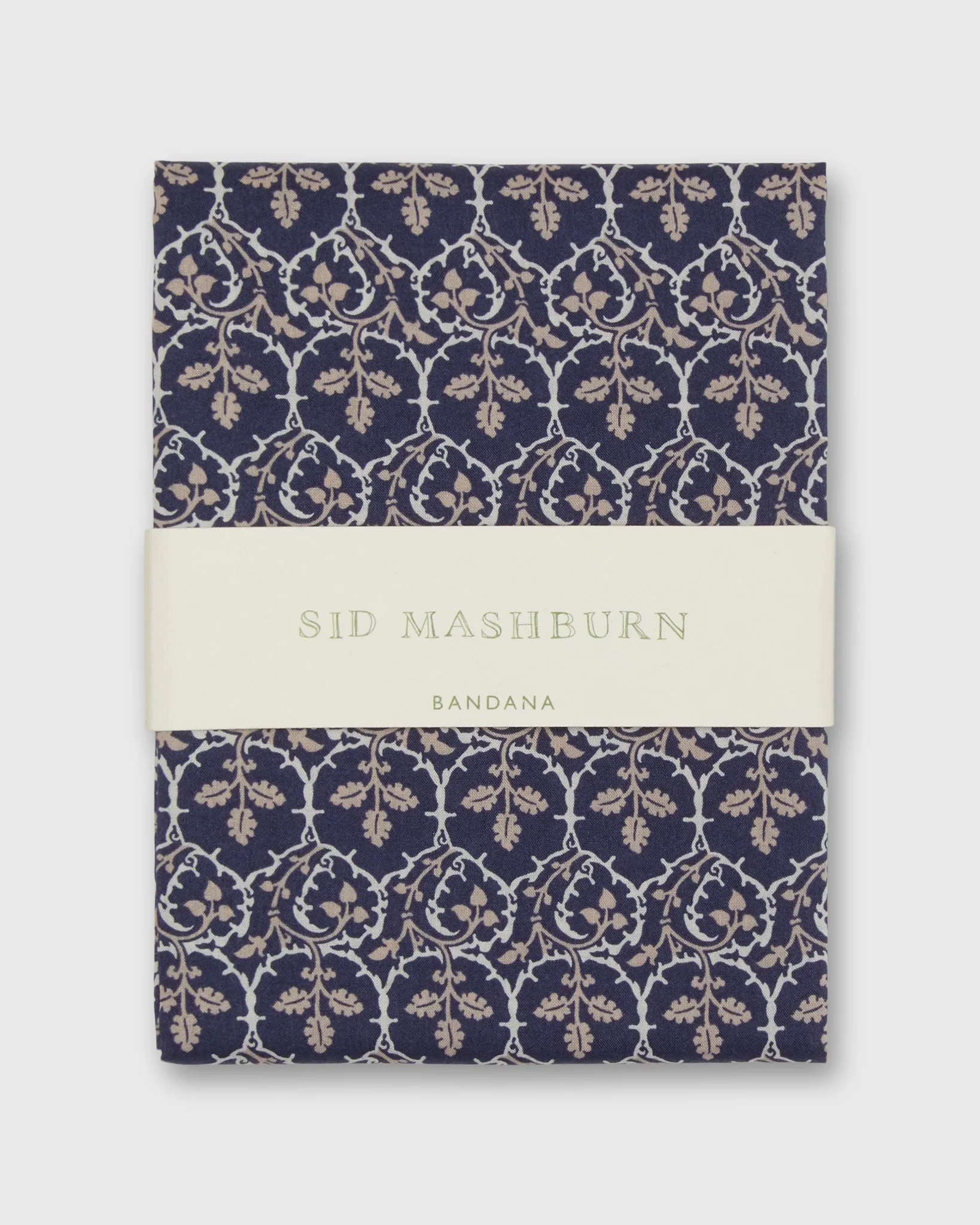 Bandana in Navy/Tan Trellis Liberty Fabric sold by Mashburn