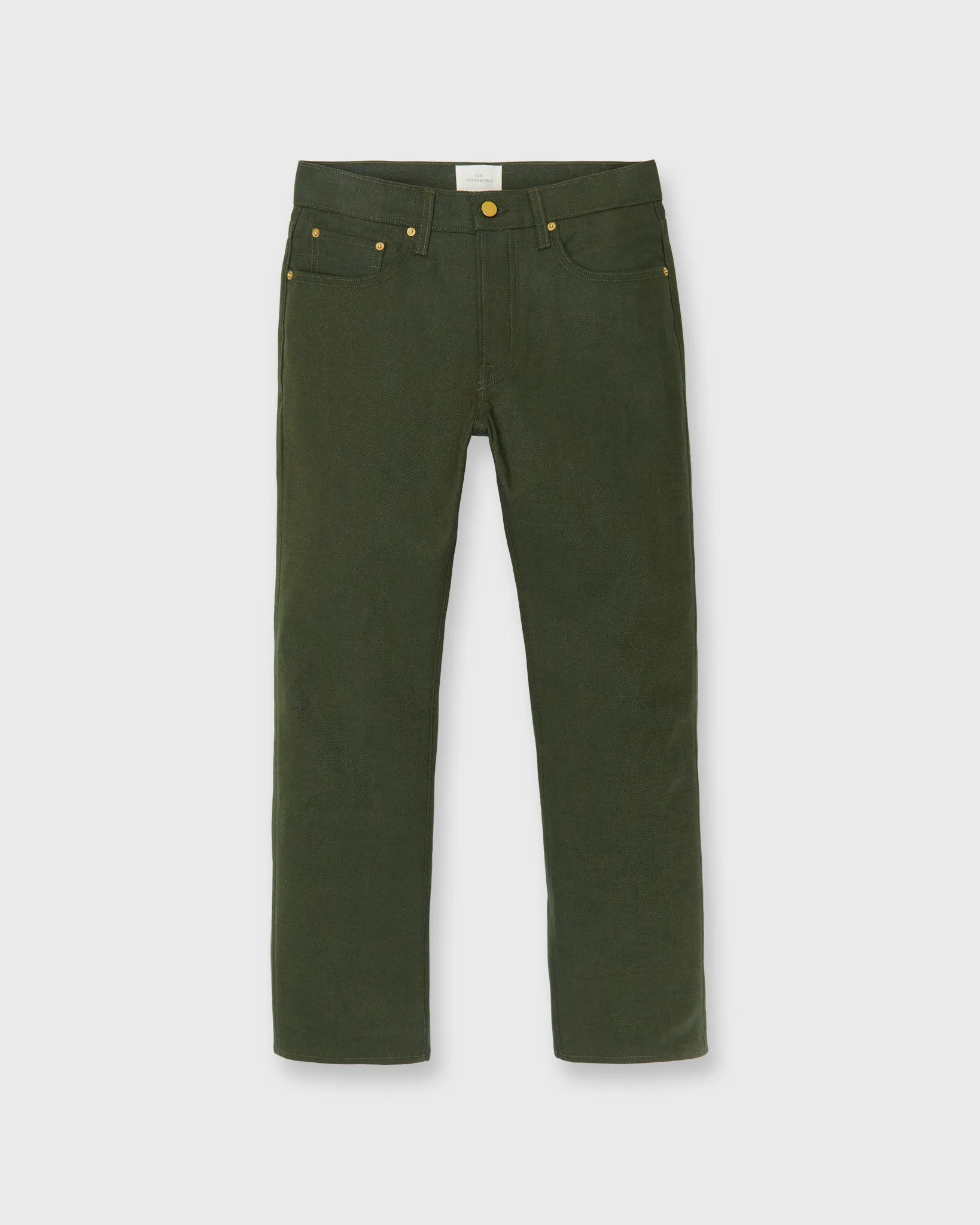 Slim Straight Jean in Olive Selvedge Denim sold by Mashburn product image thumbnail 2