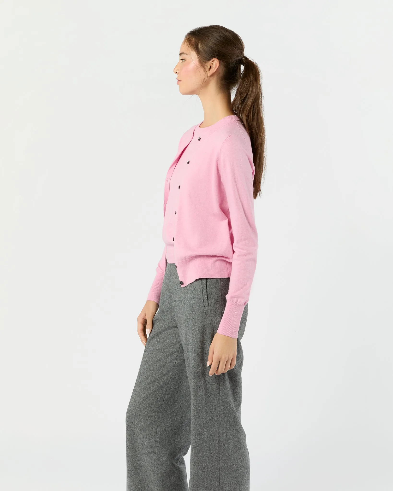 Rosie Cardigan in Heather Rose Cotton/Silk Yarn sold by Mashburn product image thumbnail 5