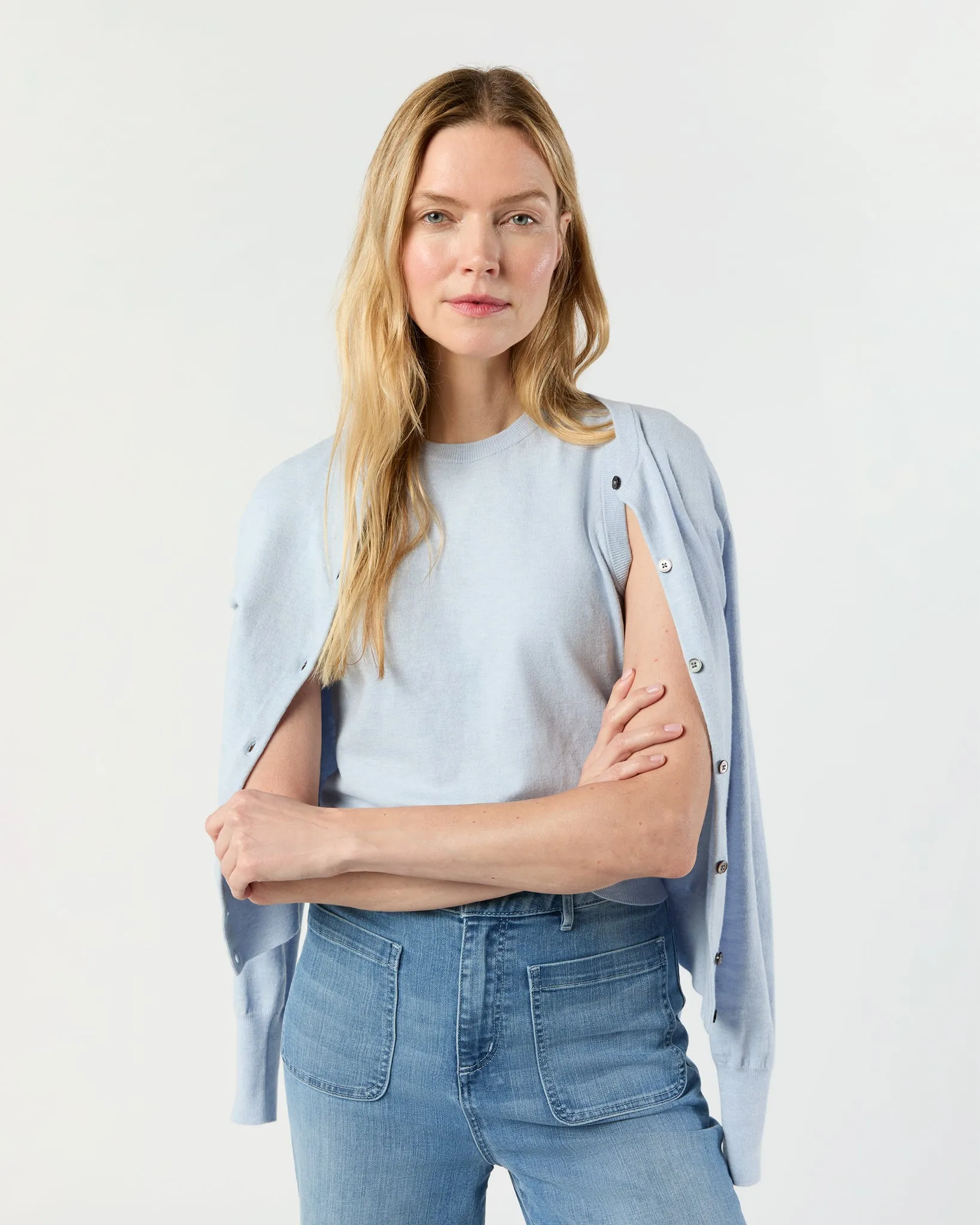 Rosie Shell in Heather Sky Cotton/Silk sold by Mashburn product image thumbnail 3