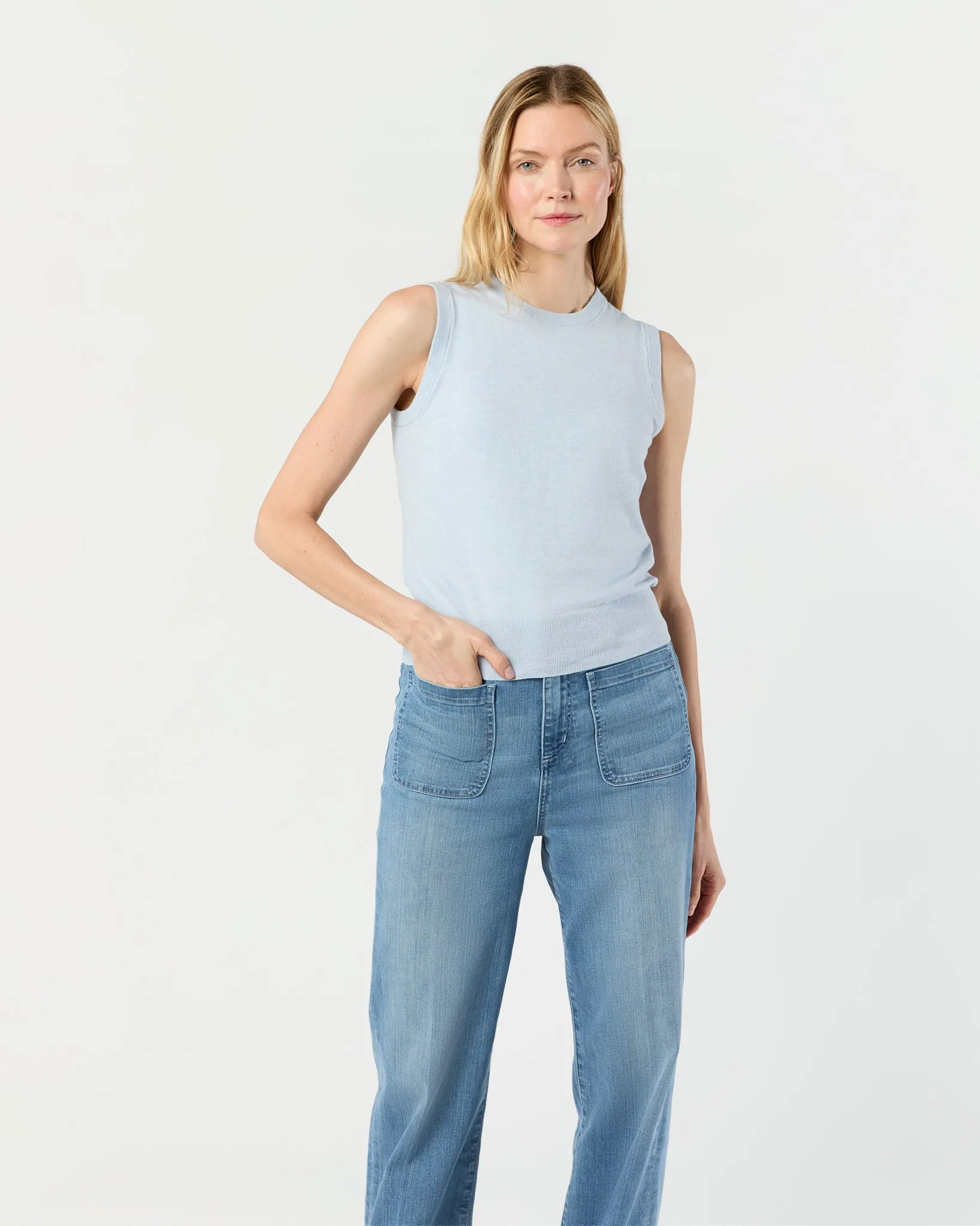 Rosie Shell in Heather Sky Cotton/Silk sold by Mashburn product image thumbnail 2