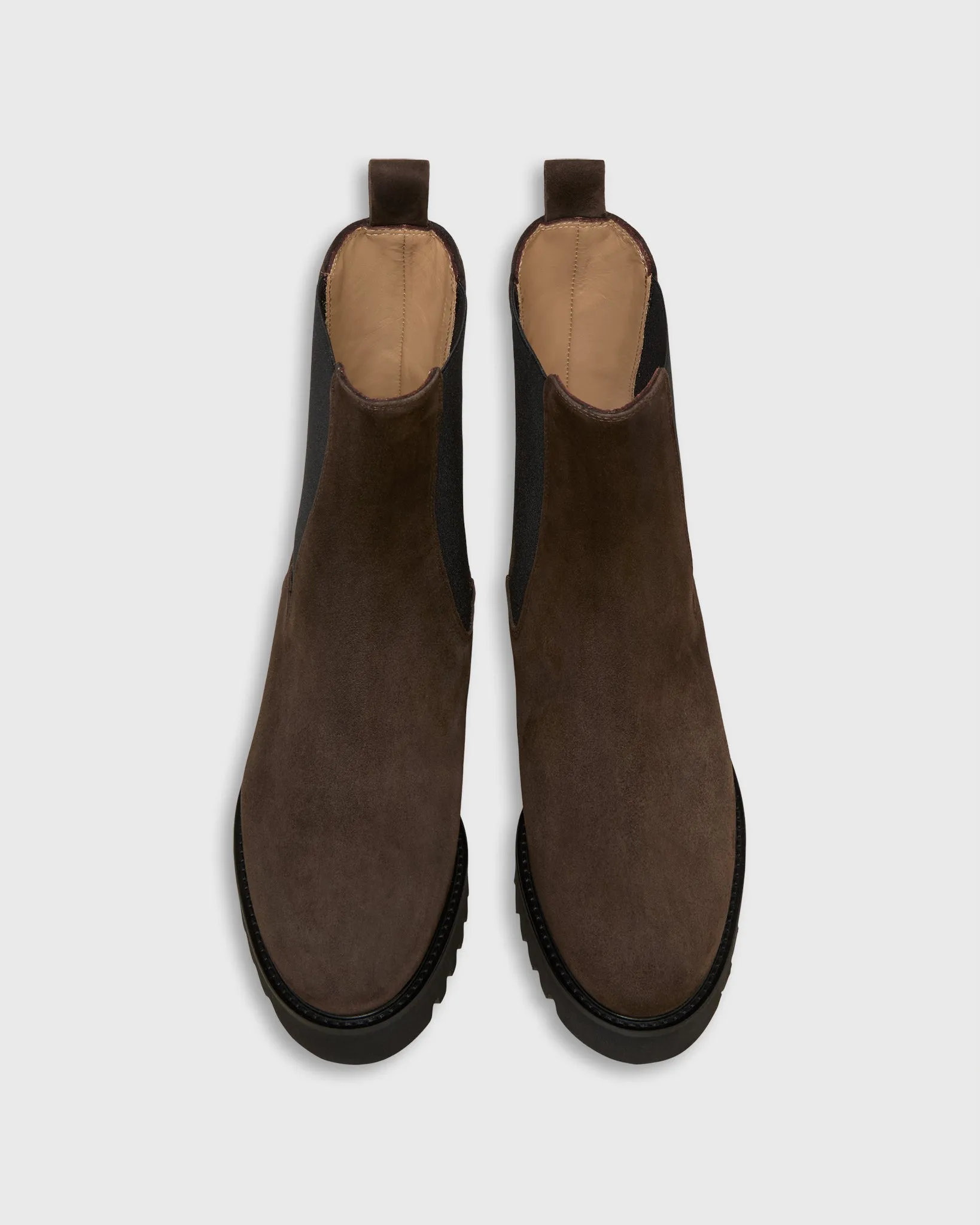 Tall Lug Sole Chelsea Boot in Chocolate Suede sold by Mashburn product image thumbnail 2