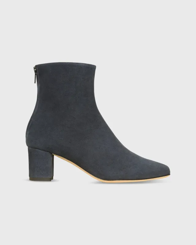 Zip-Back Boot in Navy Suede sold by Mashburn