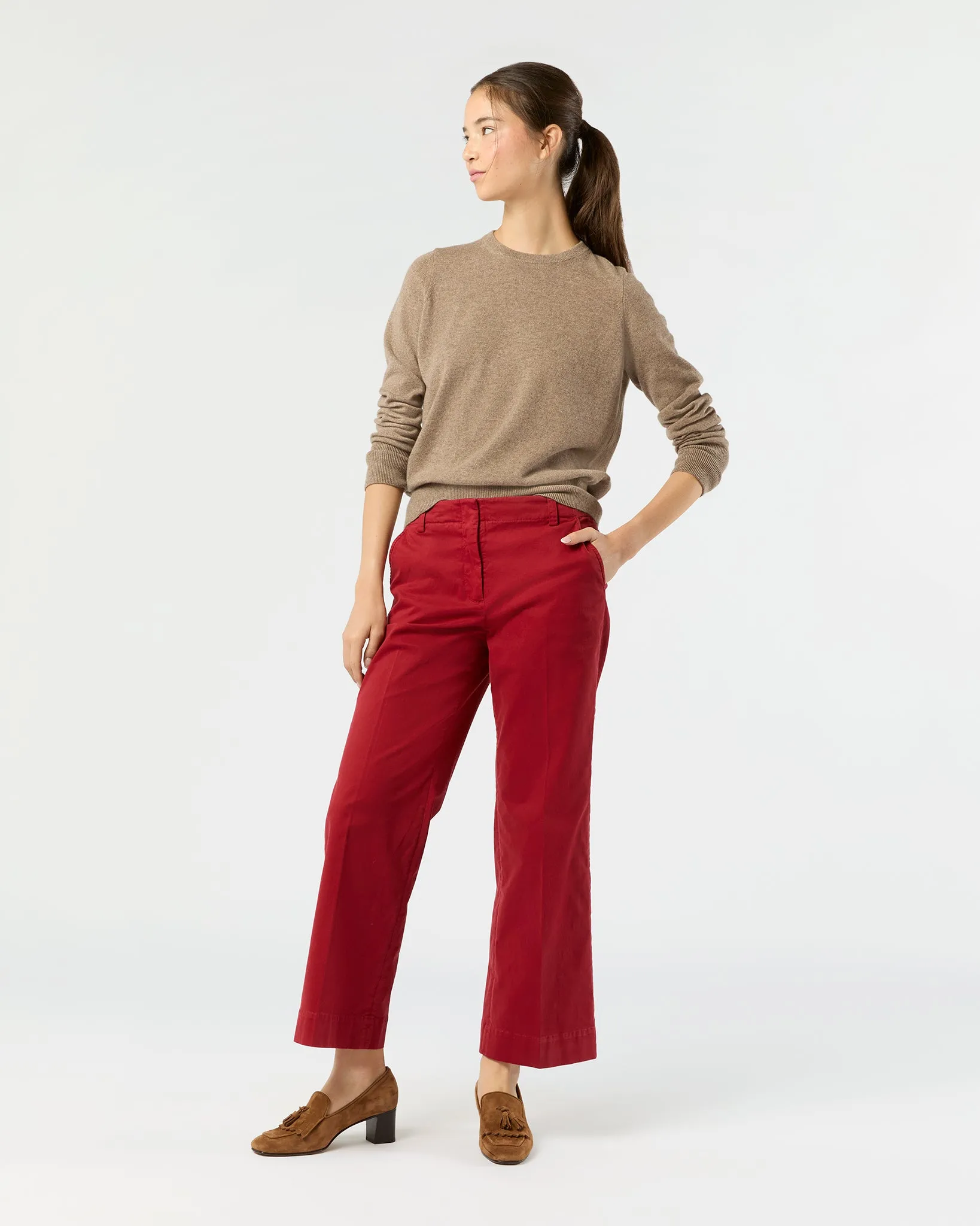 Frankie Cropped Pant in Red Stretch Twill sold by Mashburn product image thumbnail 3