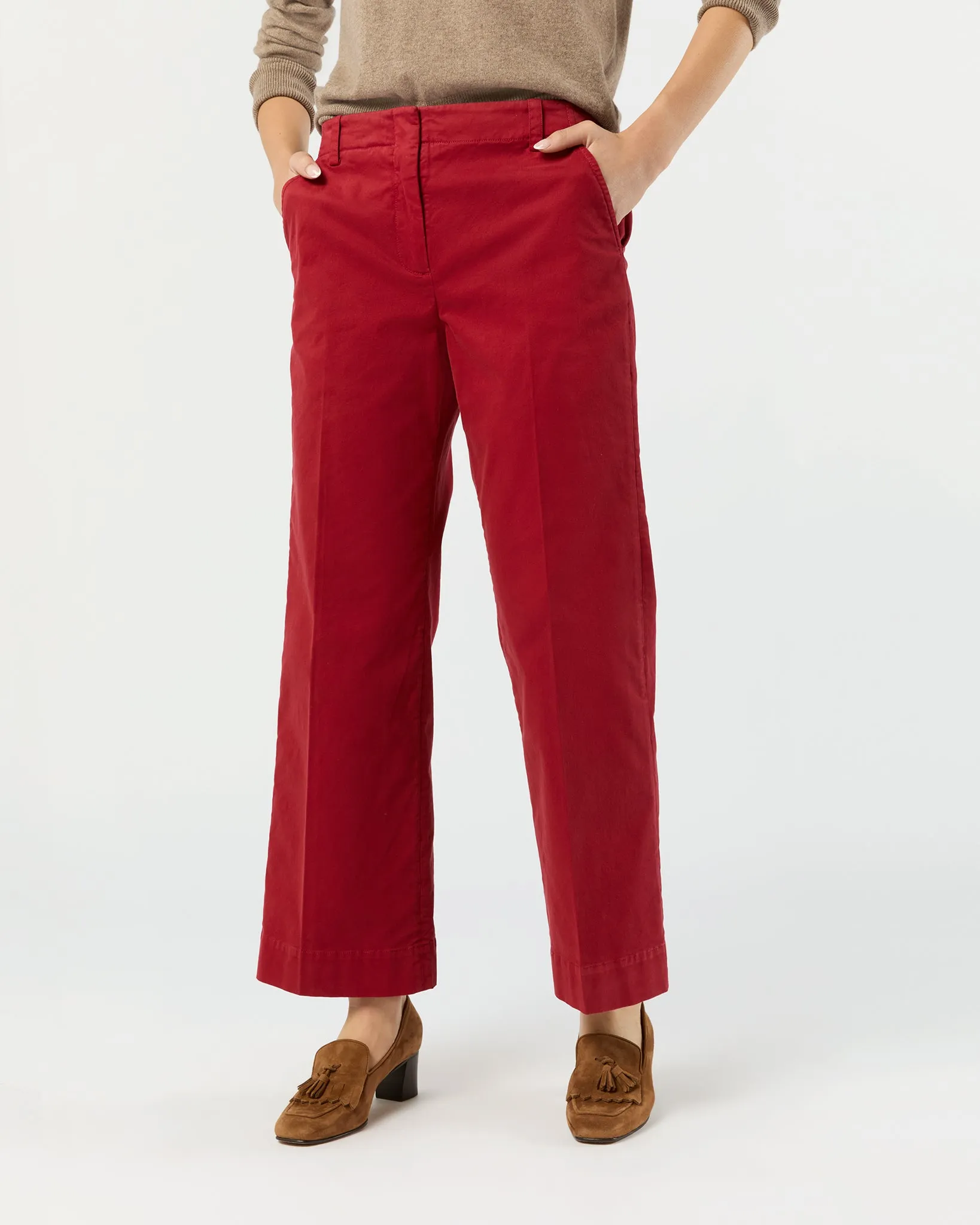 Frankie Cropped Pant in Red Stretch Twill sold by Mashburn product image thumbnail 2